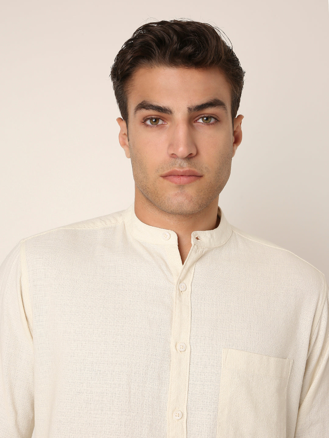 CREAM Premium Cotton Mandarin Collar Shirt