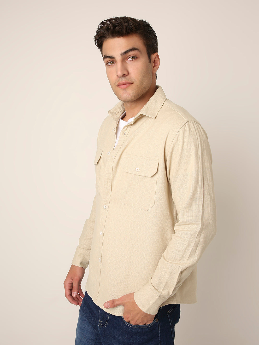 BEIGE Premium Cotton Utility shacket