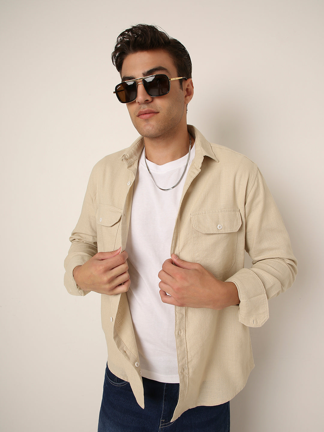 BEIGE Premium Cotton Utility shacket