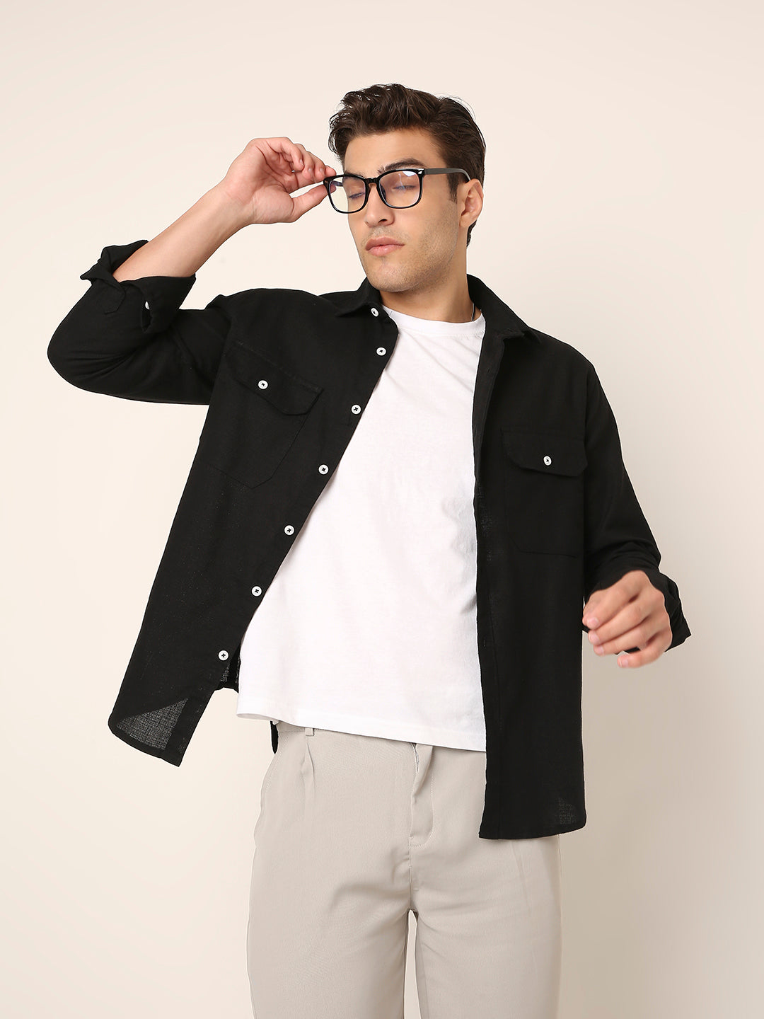 BLACK Premium Cotton Utility shacket