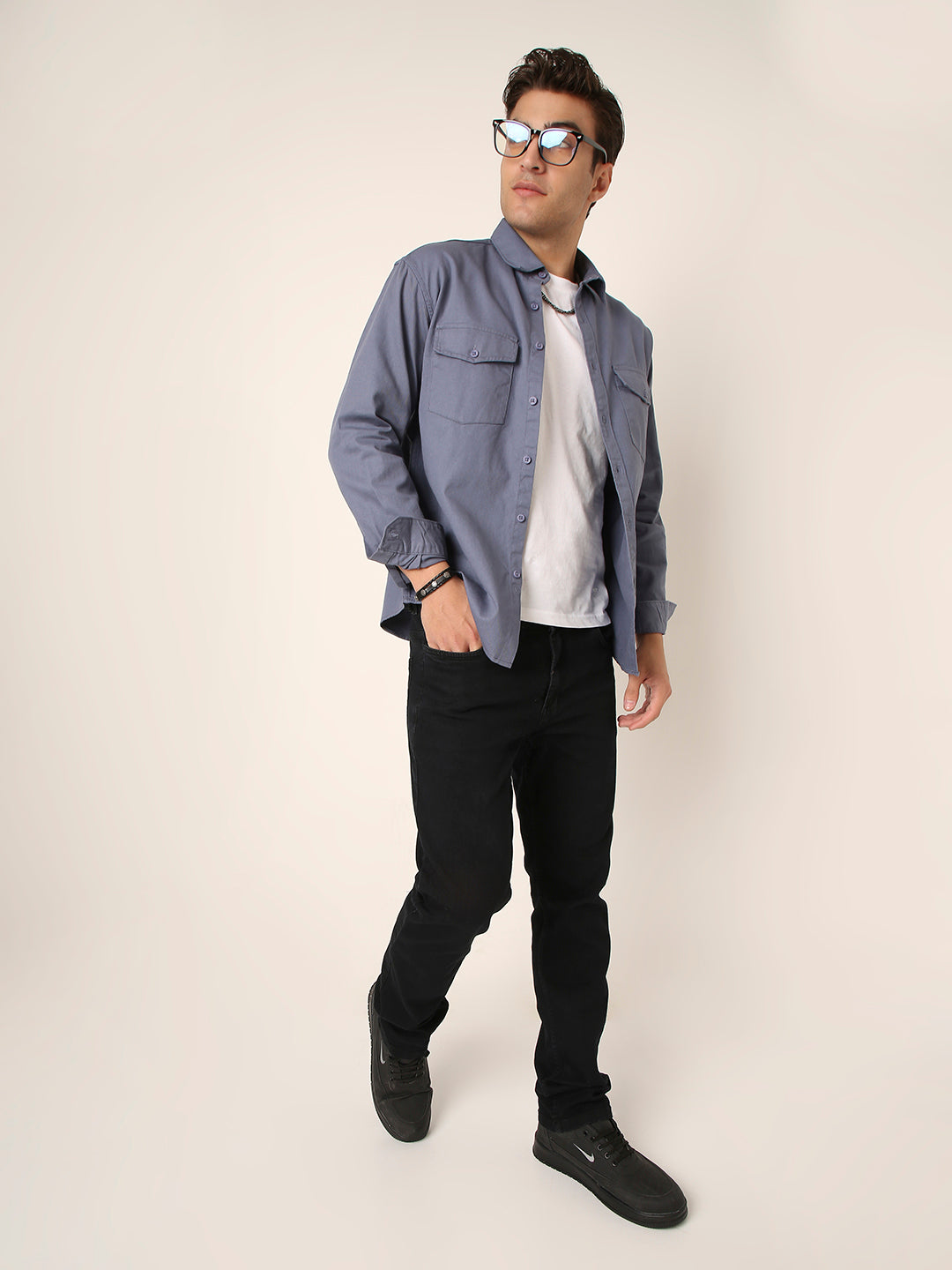 BLUE Utility Shacket – Premium Cotton Overshirt