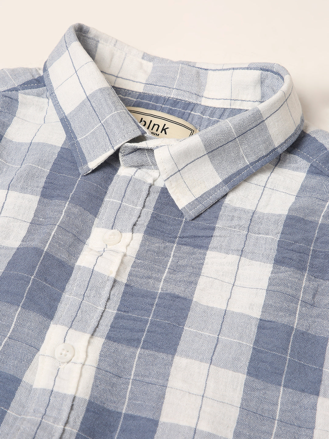 BLUE Checkered Short Sleeve Casual Shirt