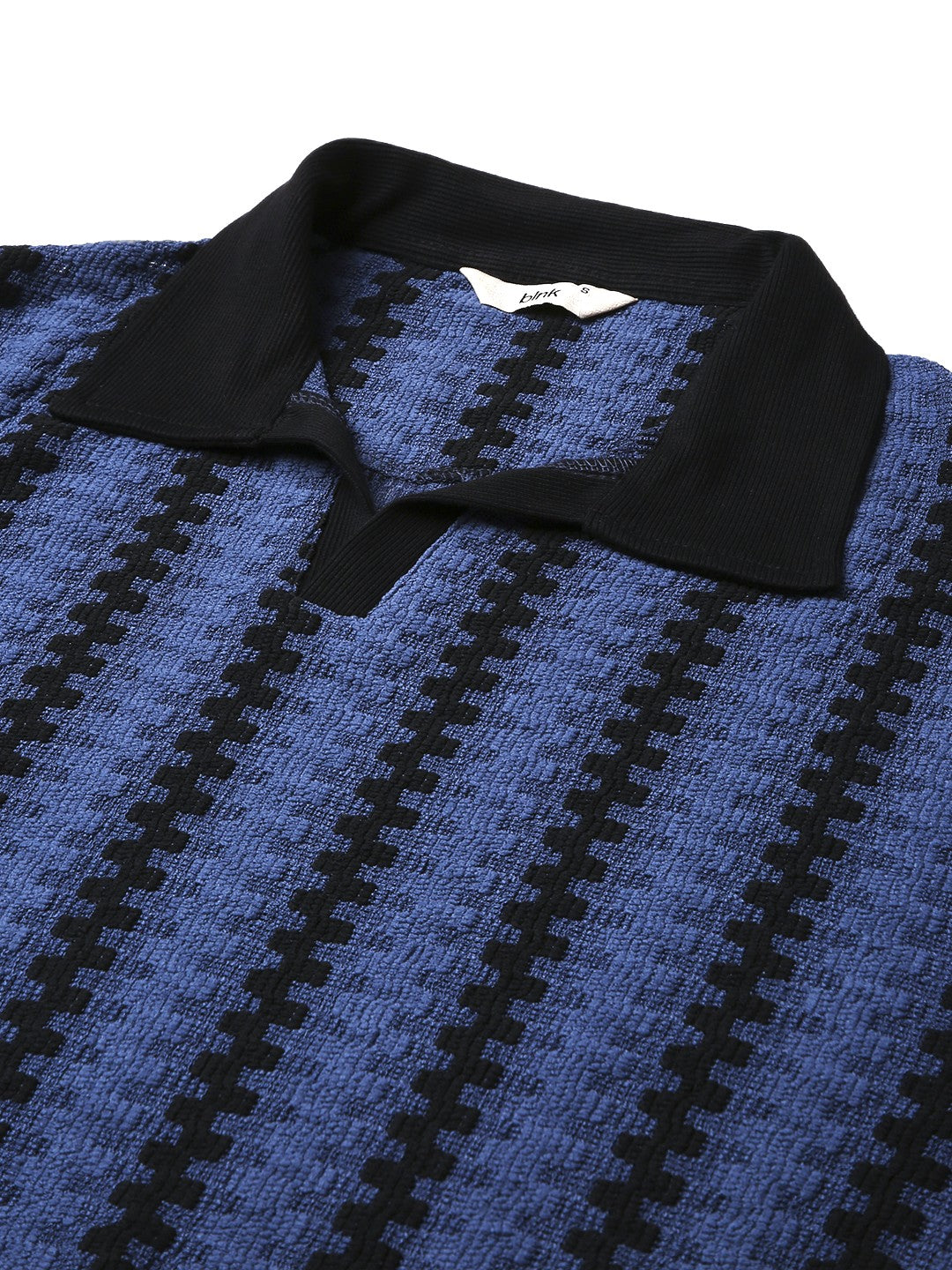 BLUE TEXTURED POLO TSHIRT