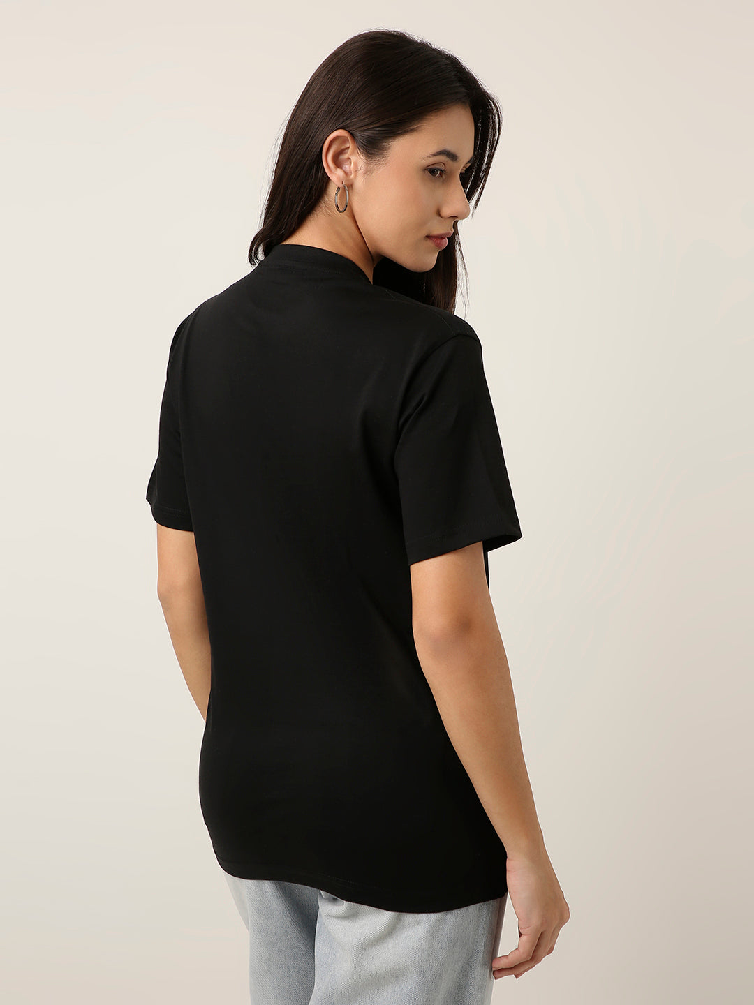 RELAXED FIT: BLACK PRINTED TSHIRT