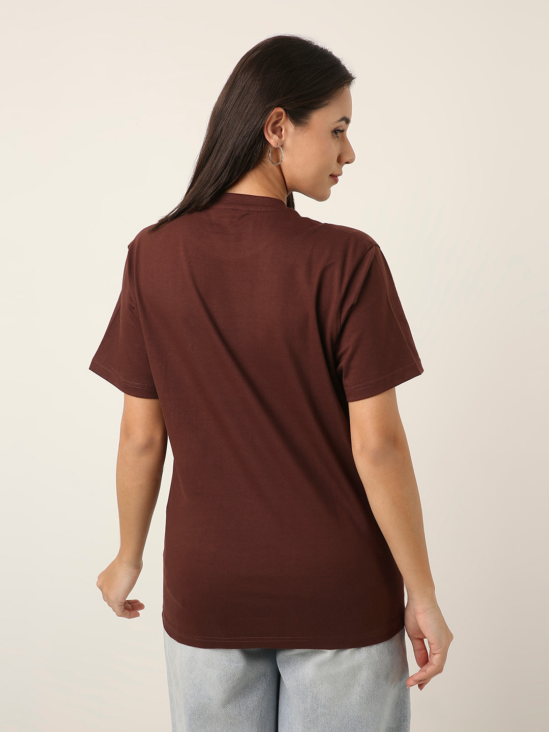 RELAXED FIT: BROWN PRINTED TSHIRT