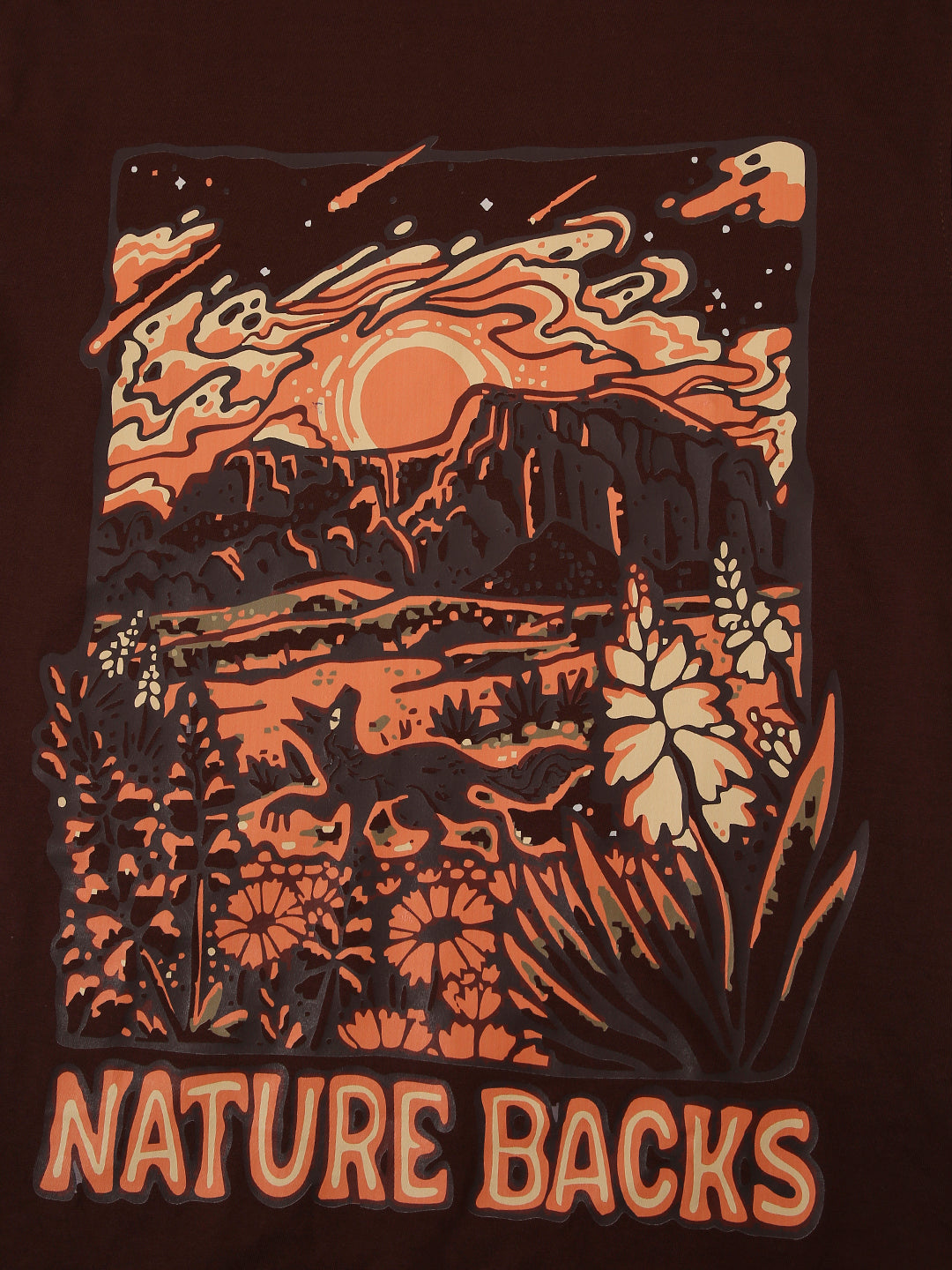 RELAXED FIT: BROWN PRINTED TSHIRT