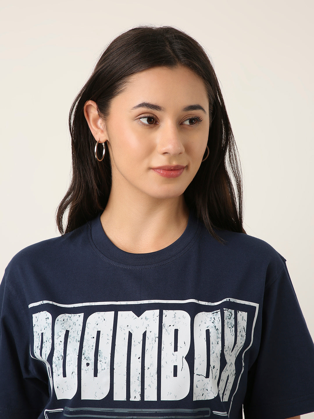 RELAXED FIT:NAVY BLUE PRINTED TSHIRT