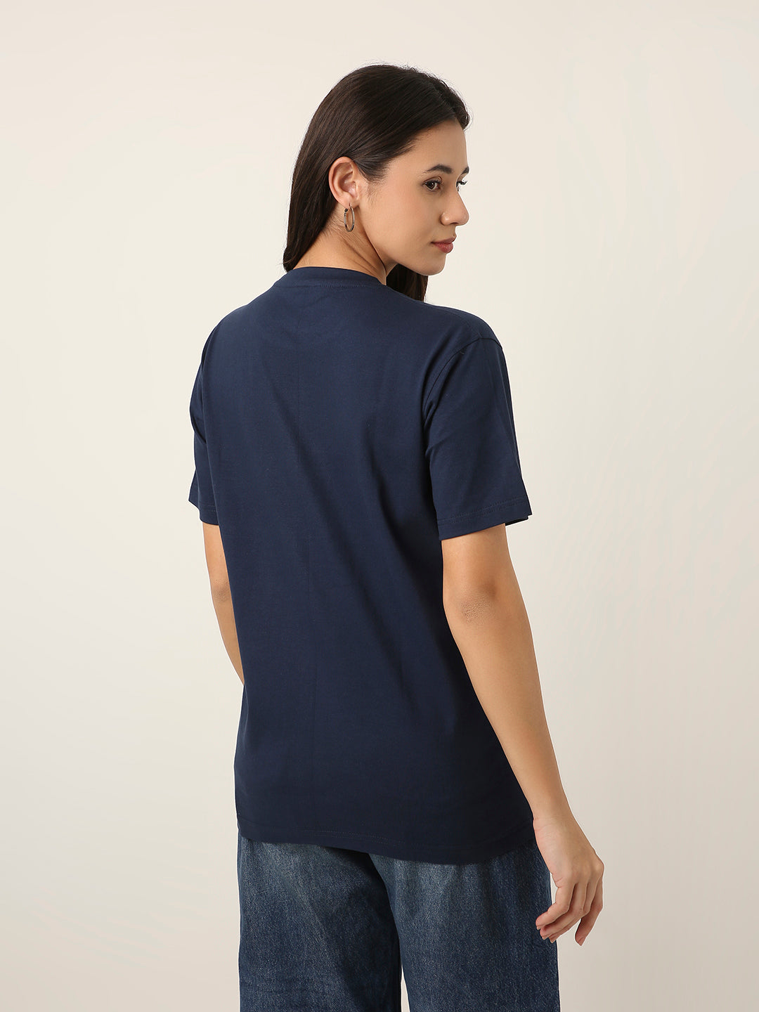 RELAXED FIT:NAVY BLUE PRINTED TSHIRT