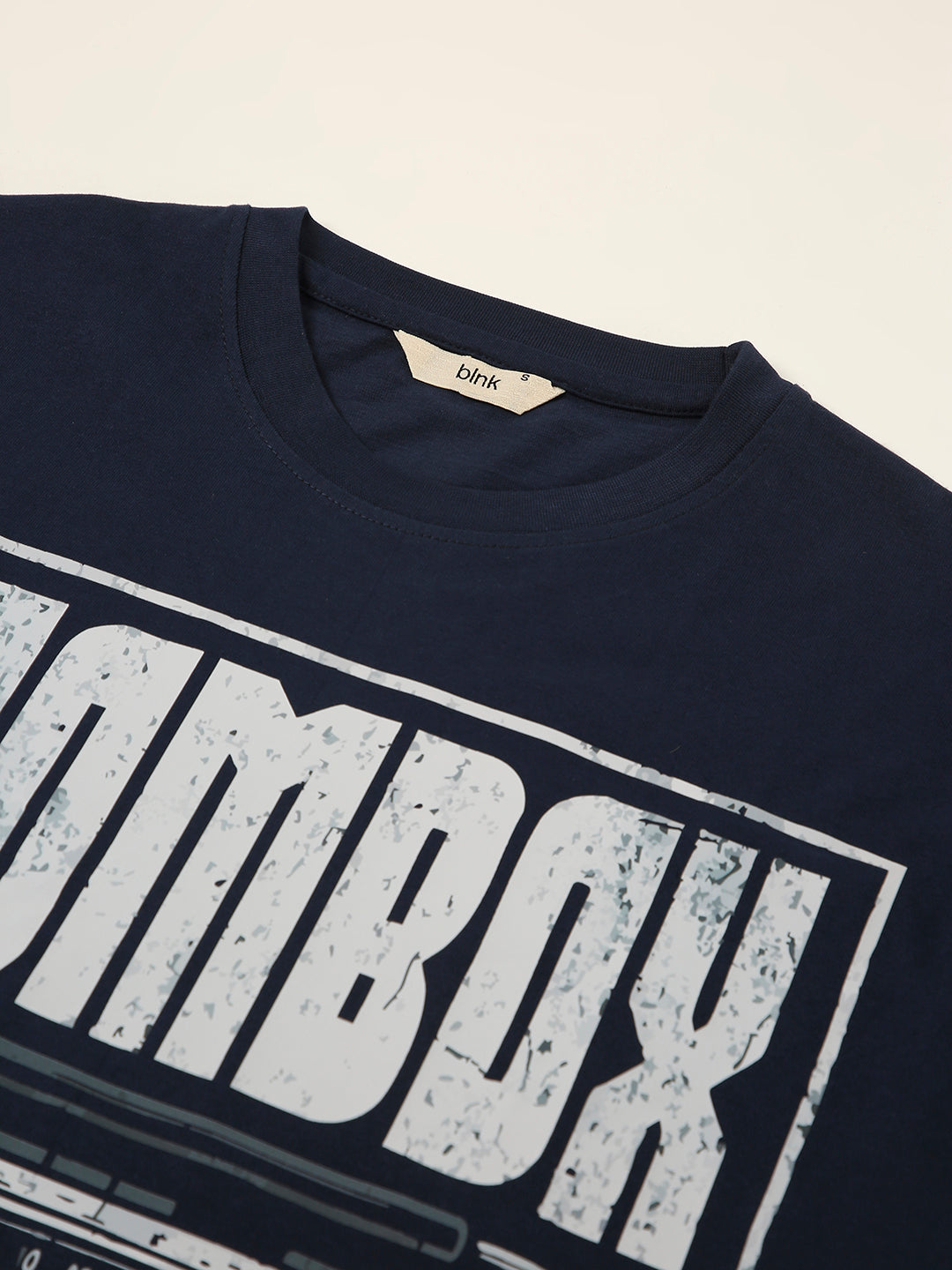 RELAXED FIT:NAVY BLUE PRINTED TSHIRT