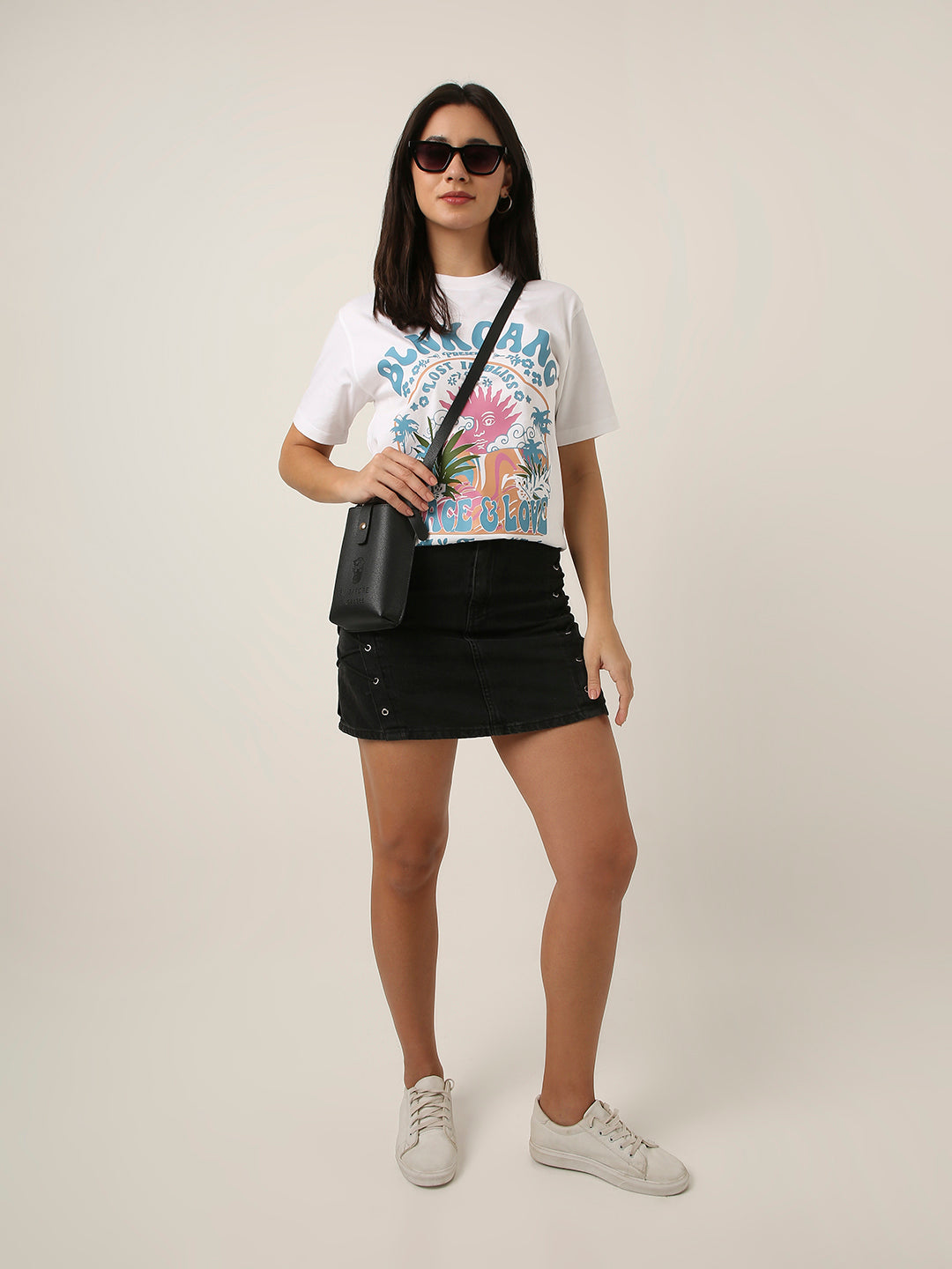 RELAXED FIT:WHITE PRINTED TSHIRT