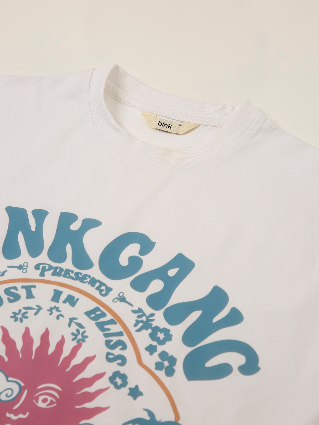 RELAXED FIT:WHITE PRINTED TSHIRT
