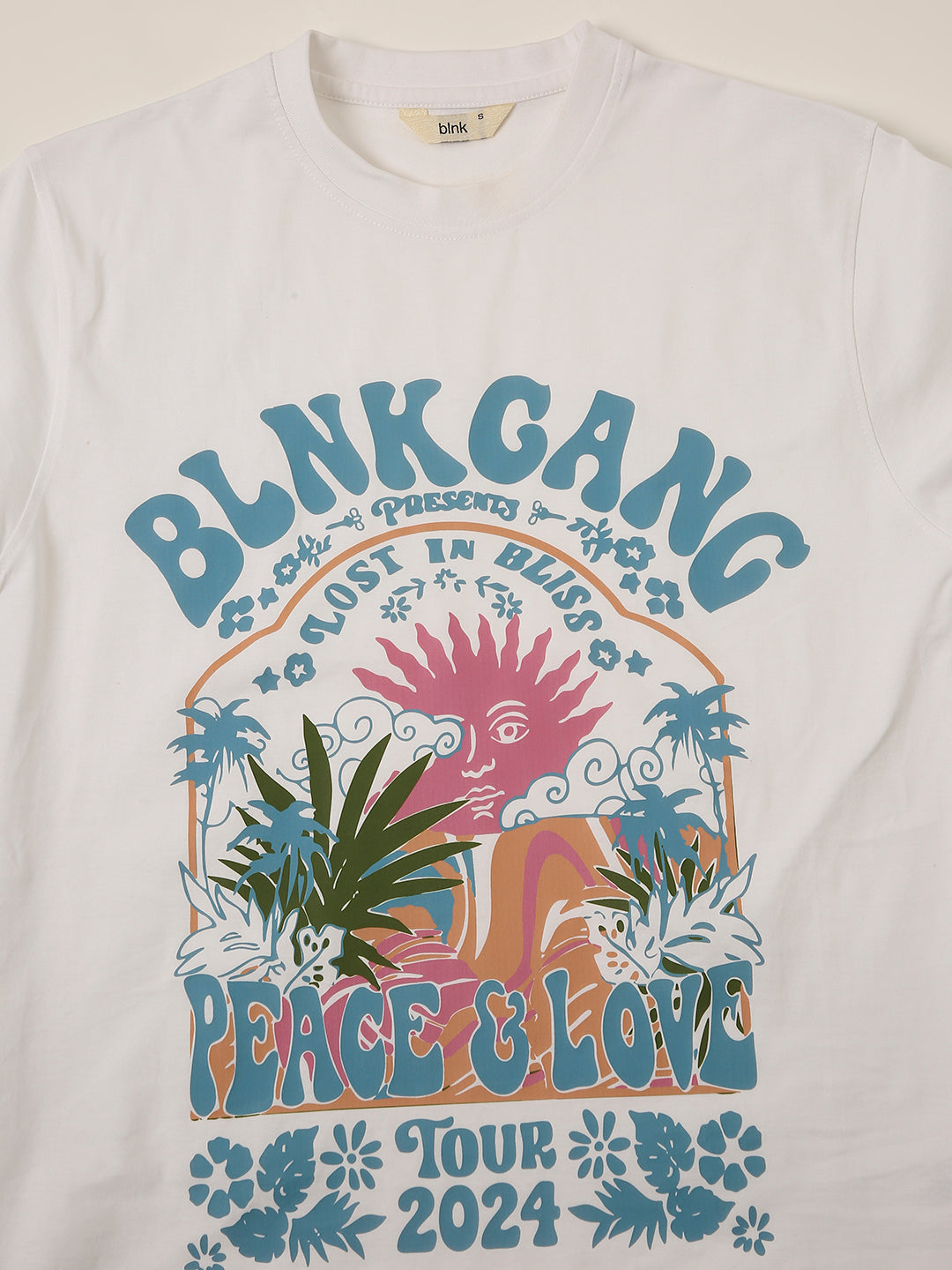 RELAXED FIT:WHITE PRINTED TSHIRT
