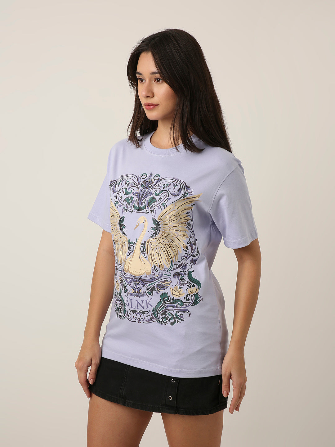 RELAXED FIT:LAVENDER PRINTED TSHIRT