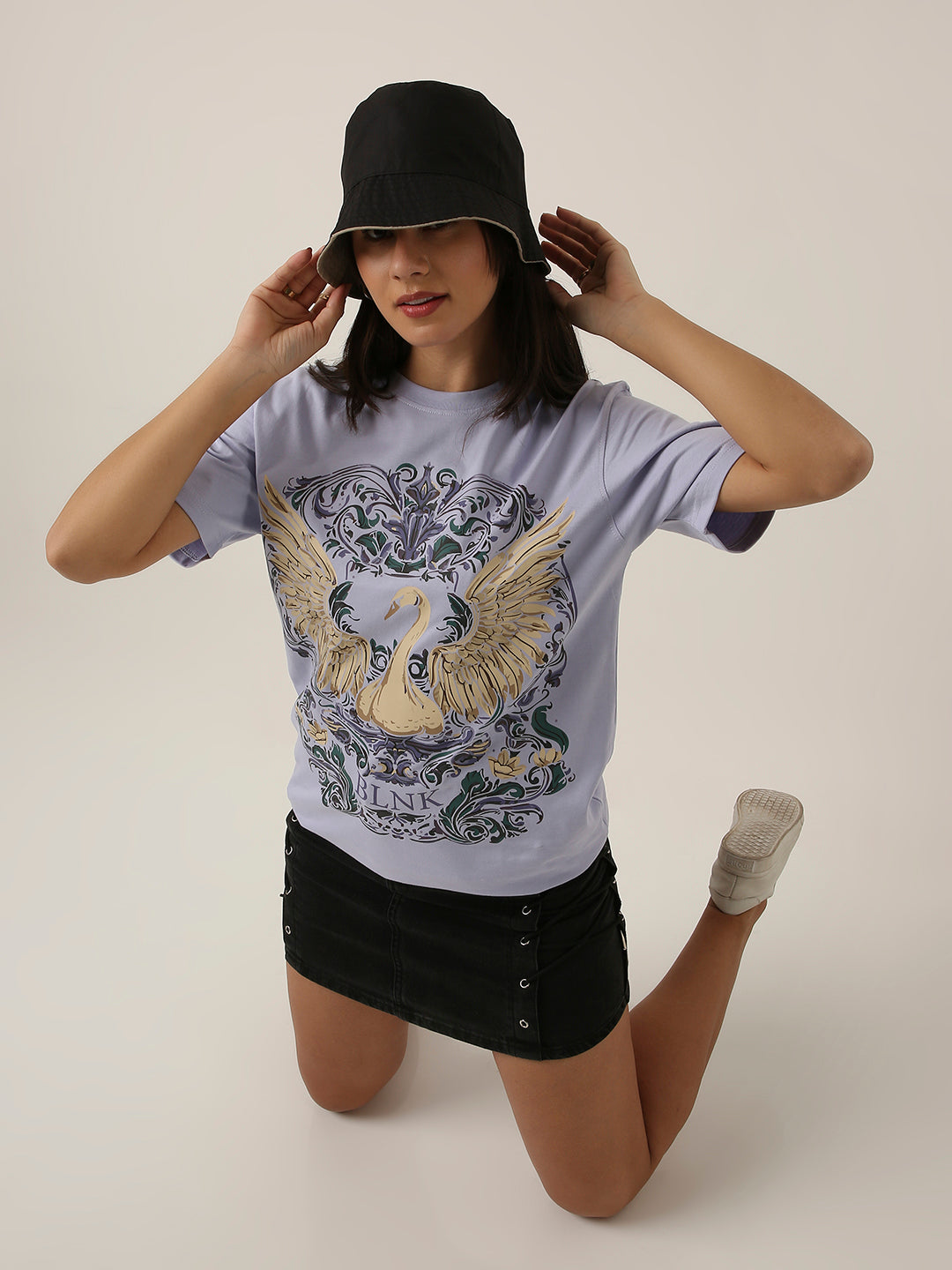 RELAXED FIT:LAVENDER PRINTED TSHIRT