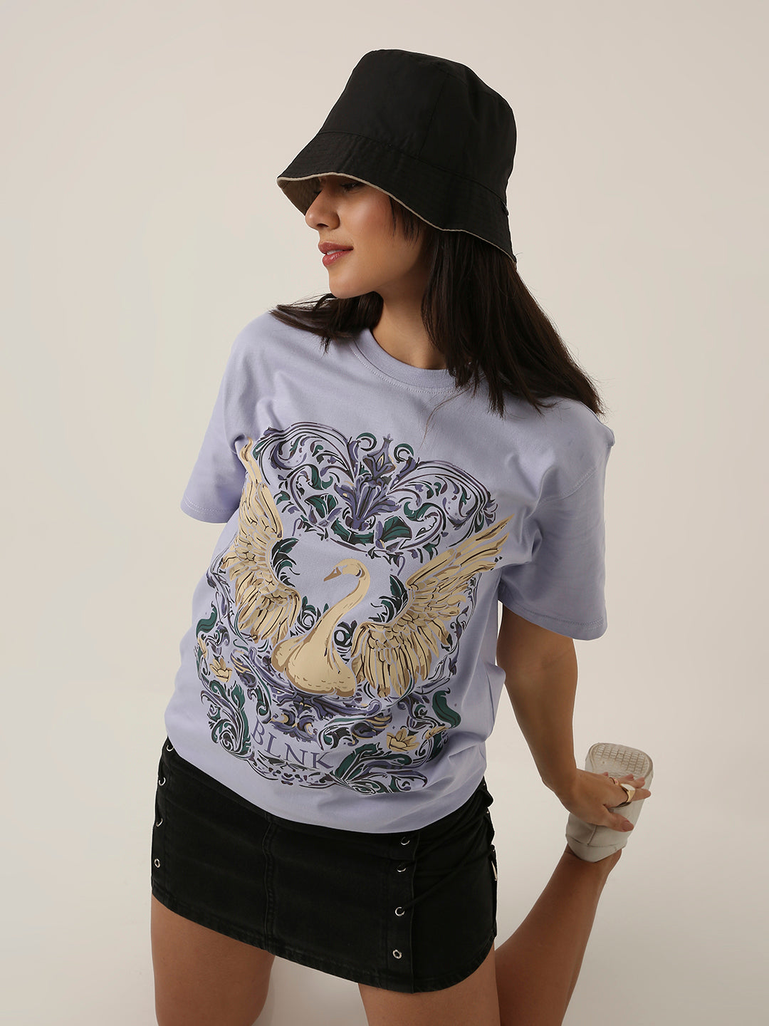 RELAXED FIT:LAVENDER PRINTED TSHIRT