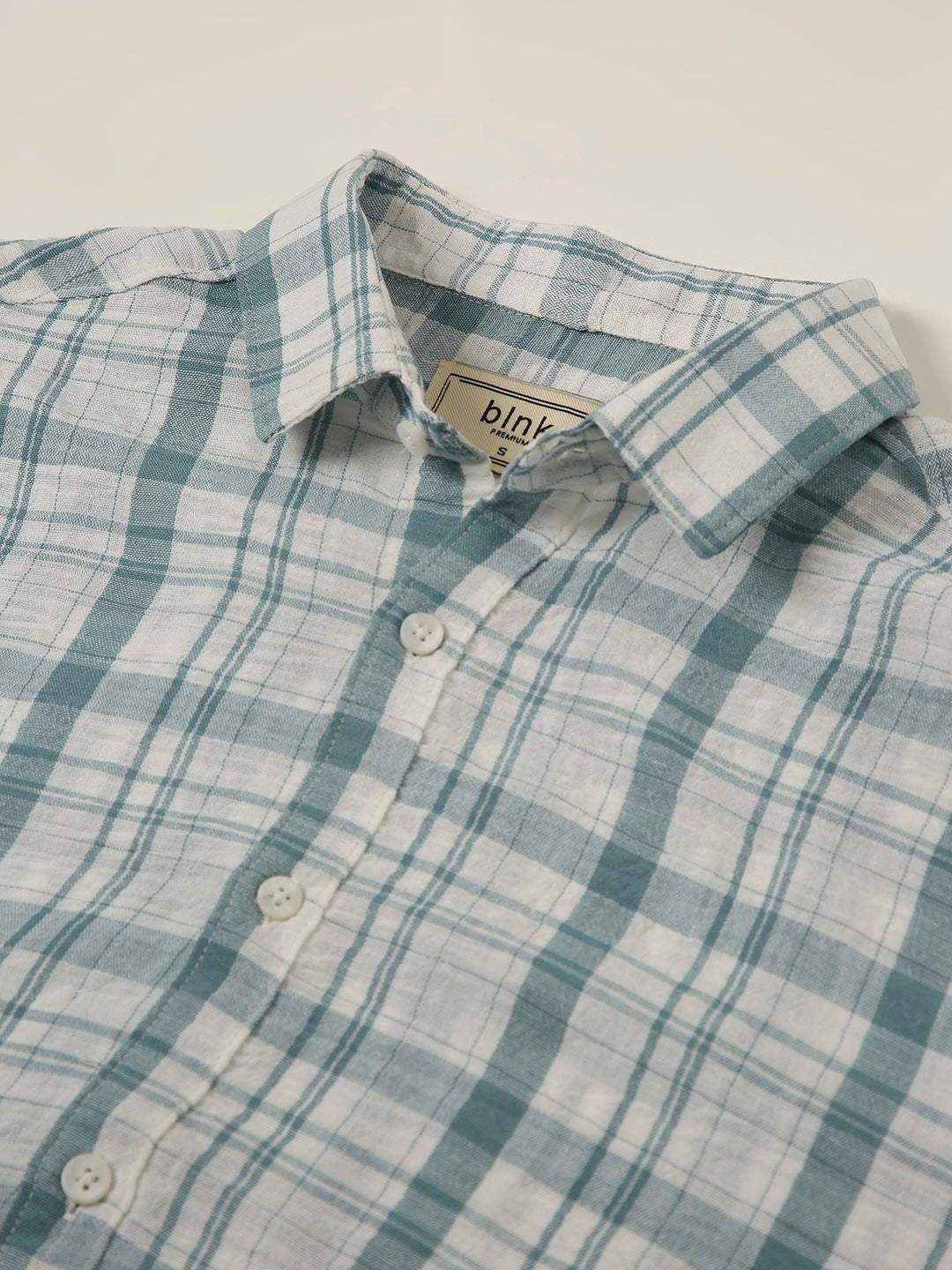 Blue Checked Linen Blend Shirt