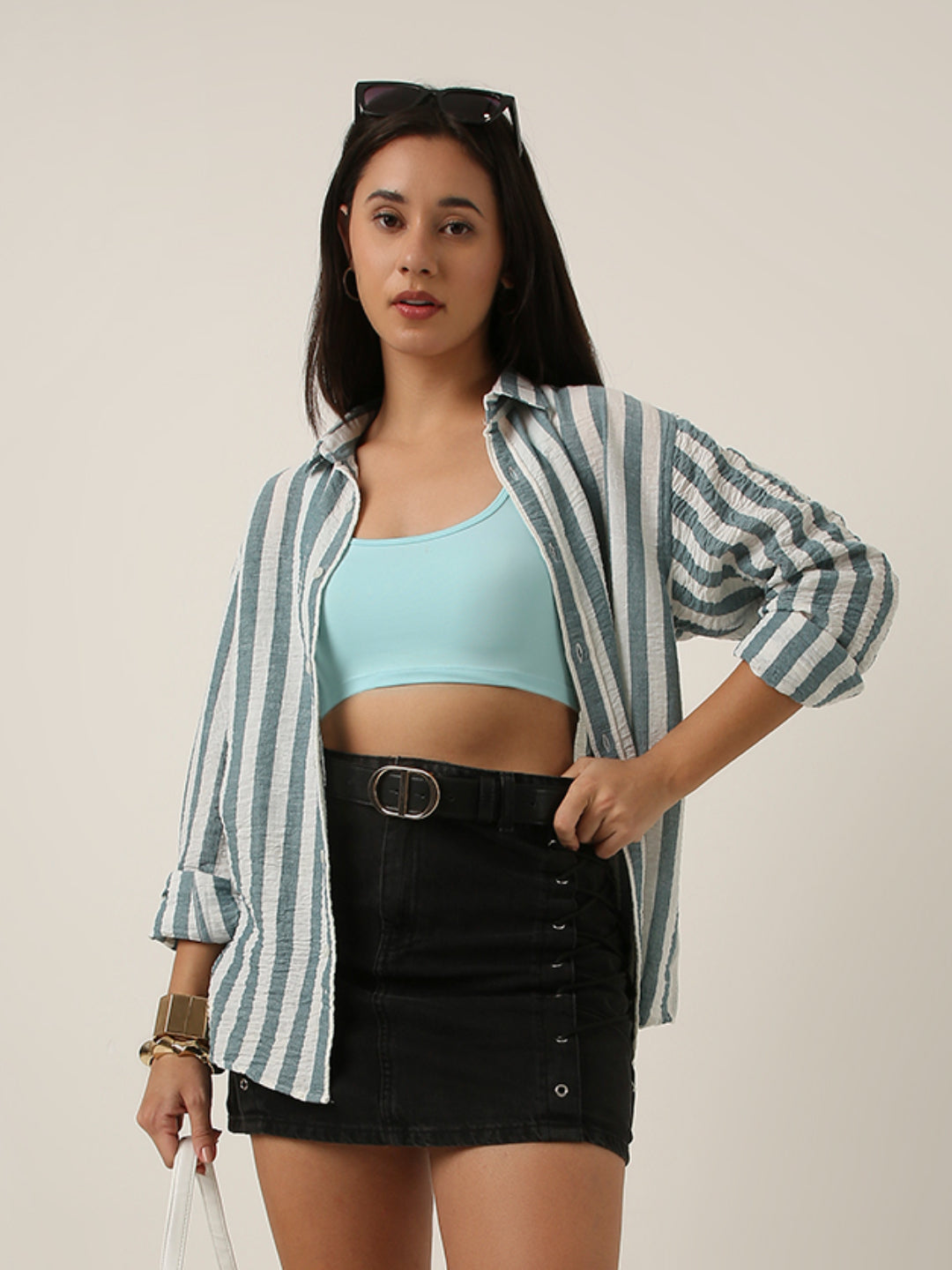 Blue Vertical Striped Shirt