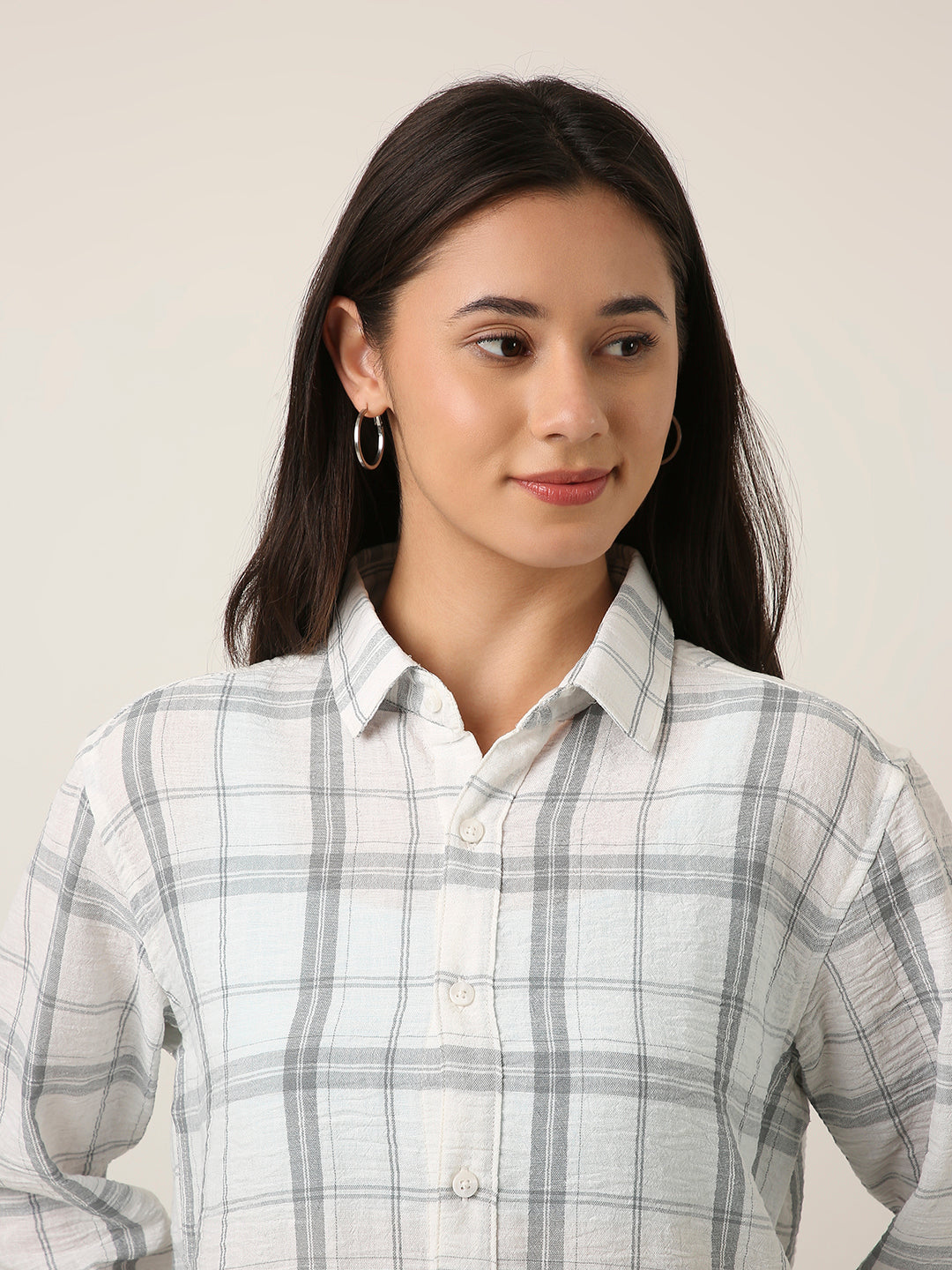 Grey Checked Relaxed Fit Shirt