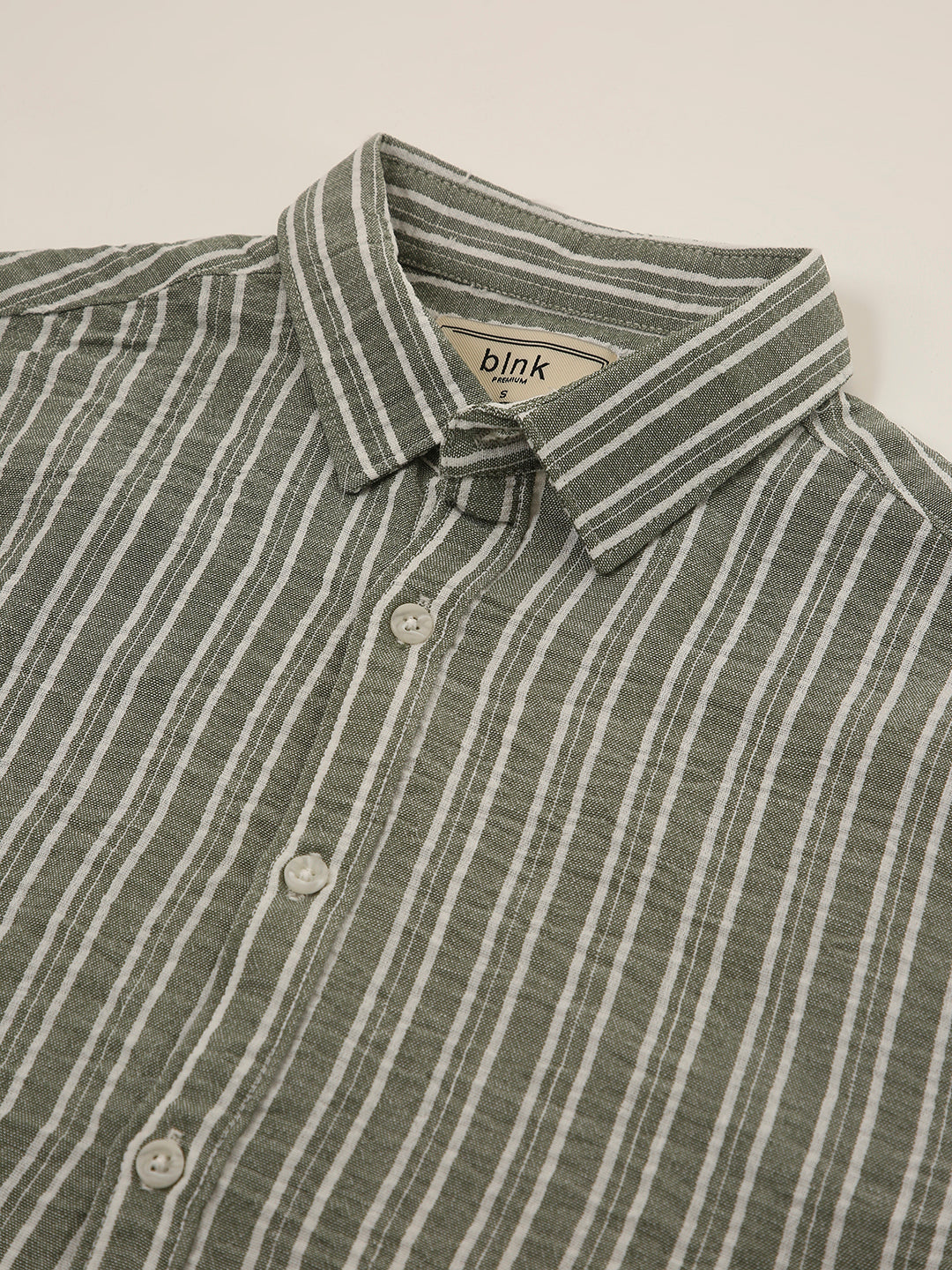 Green Striped Classic Collar Shirt