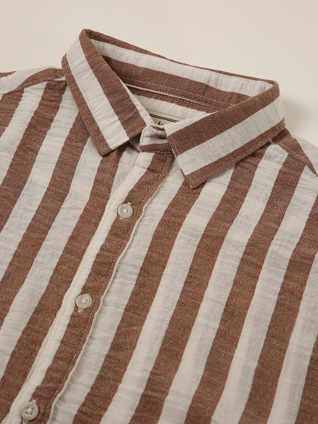 Dark Peach Vertical Striped Shirt