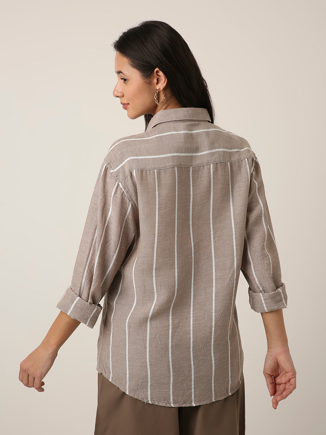 Fawn Vertical Striped Shirt