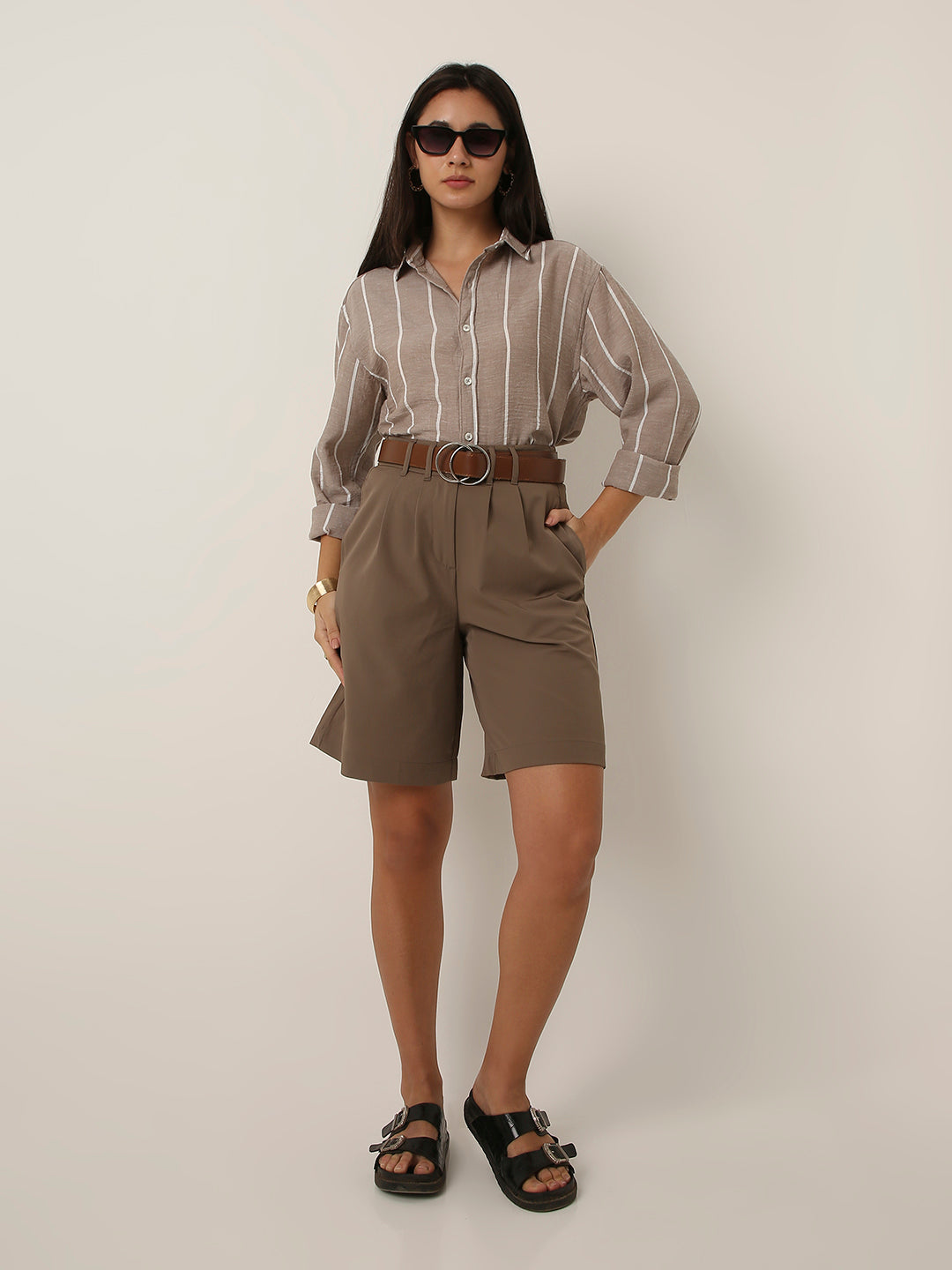 Fawn Vertical Striped Shirt