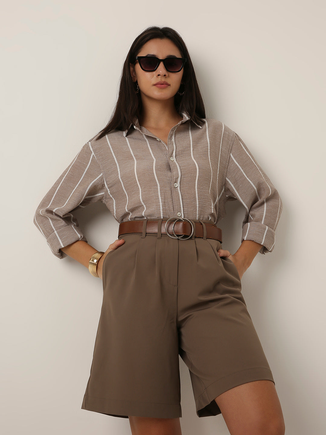 Fawn Vertical Striped Shirt