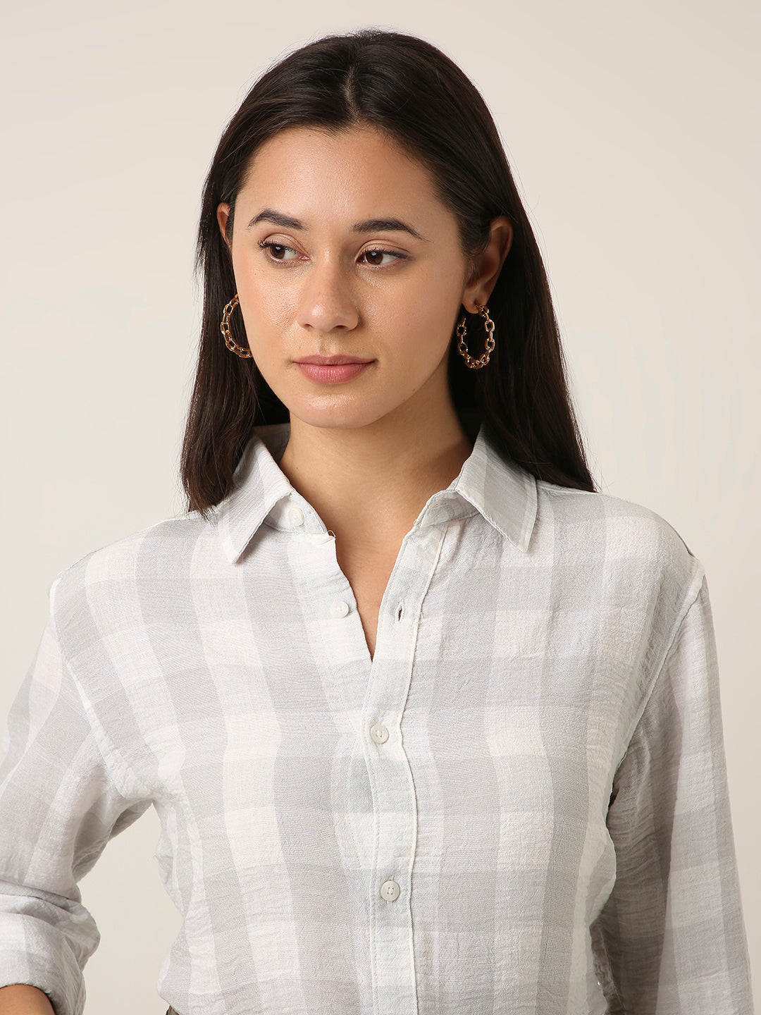 Grey Checkered Casual Shirt