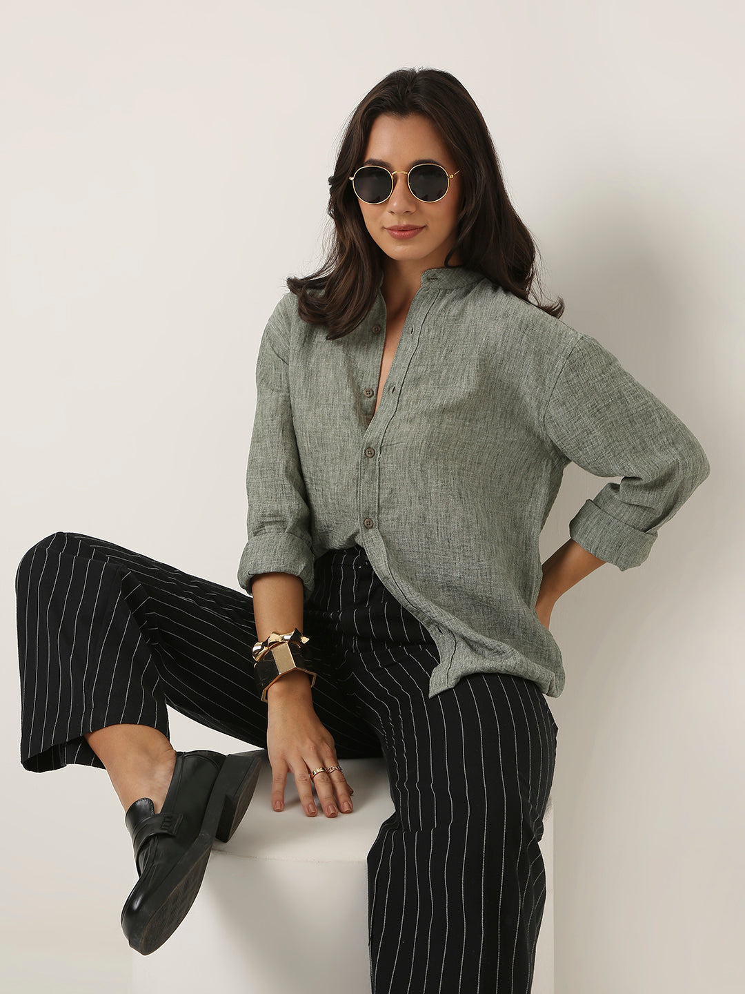 Green Mandarin Shirt