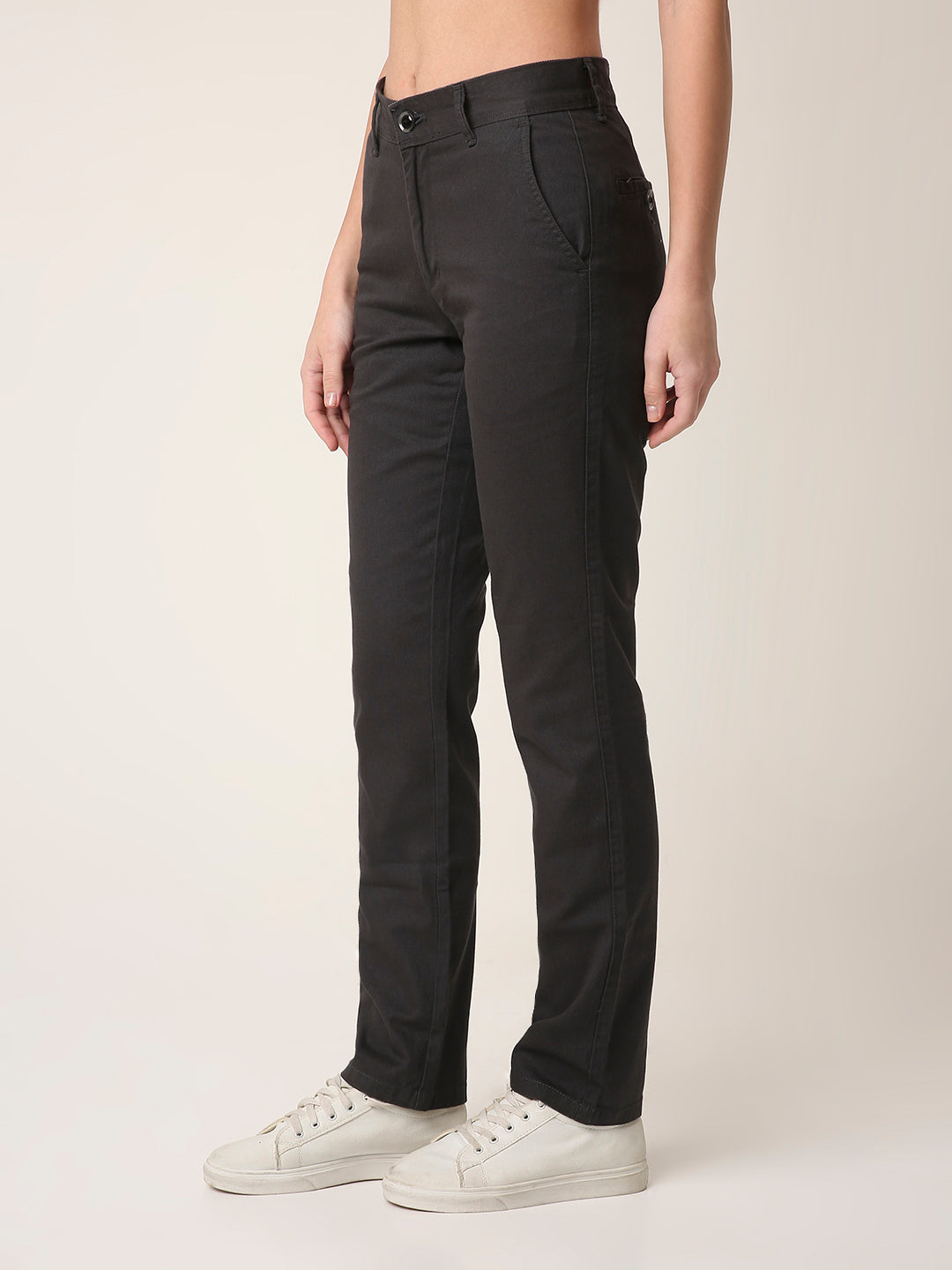 Dark Grey Straight-Fit Trousers