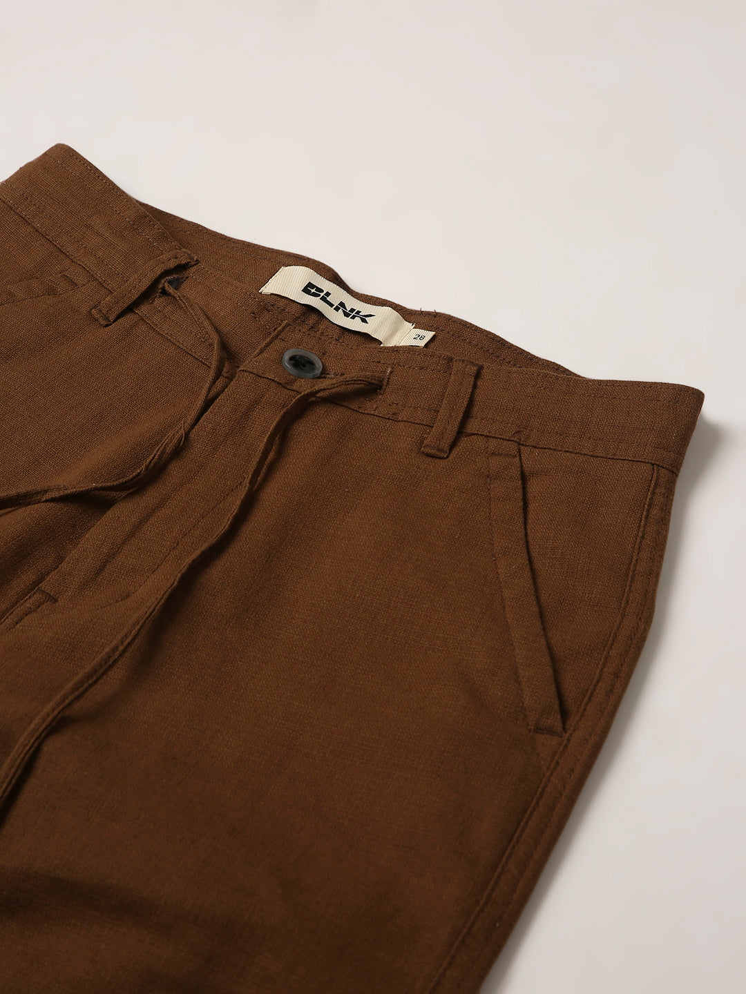 Khaki Drawstring Straight-Fit Pants