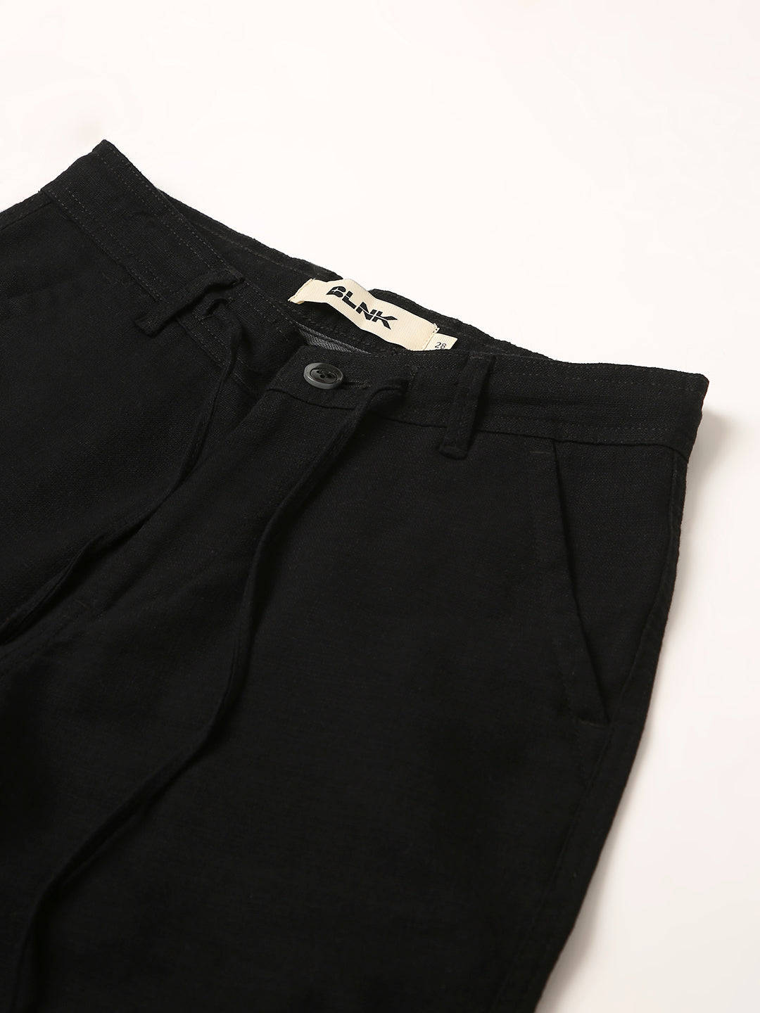 Black Drawstring Straight-Fit Pants
