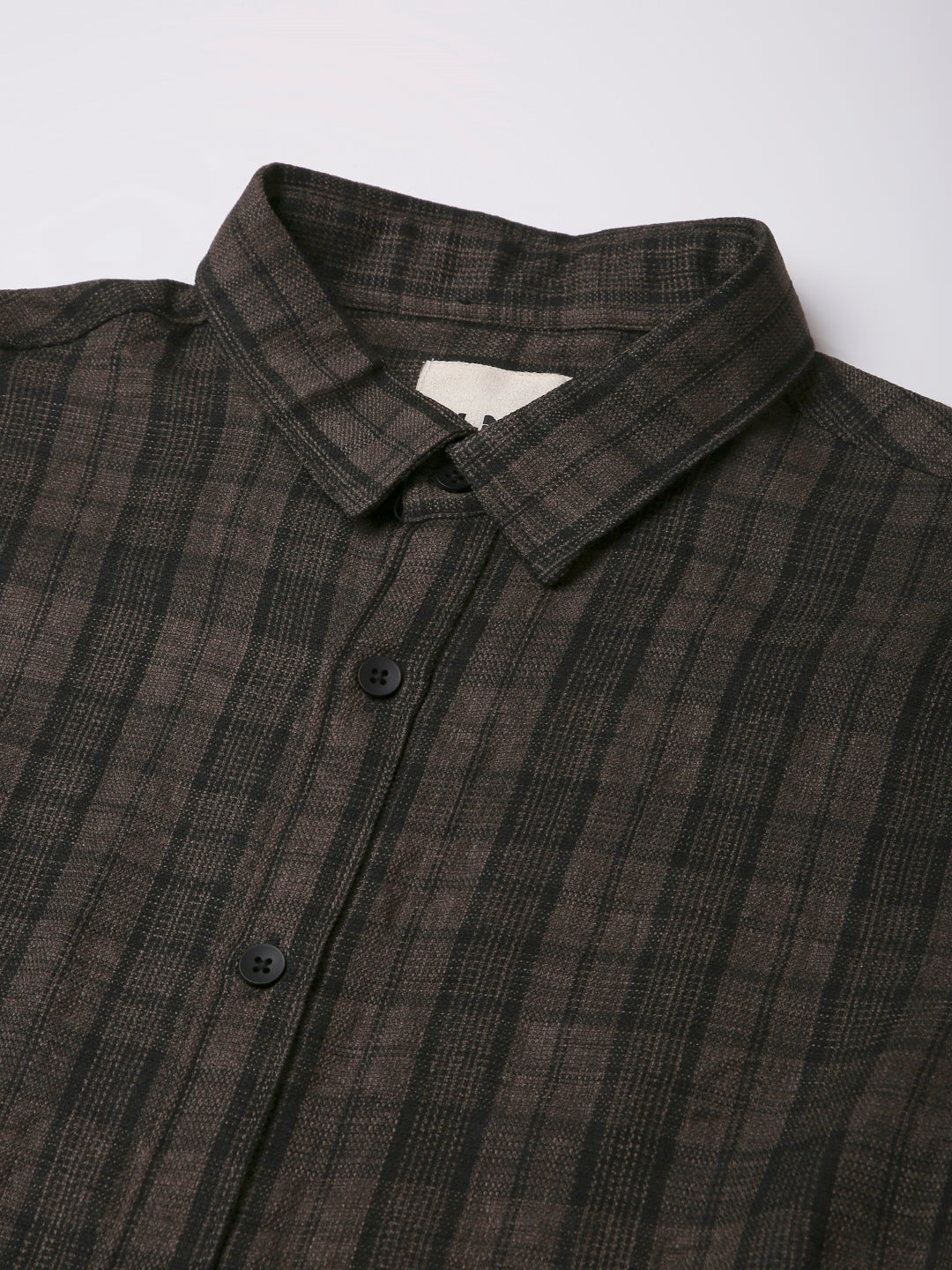 DARK KHAKI CHECKERED CASUAL SHIRT