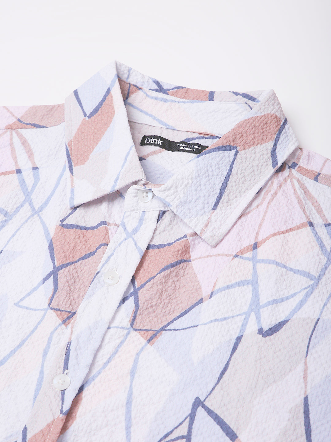 PASTEL GEOMETRIC PRINTED TEXTURED SHIRT