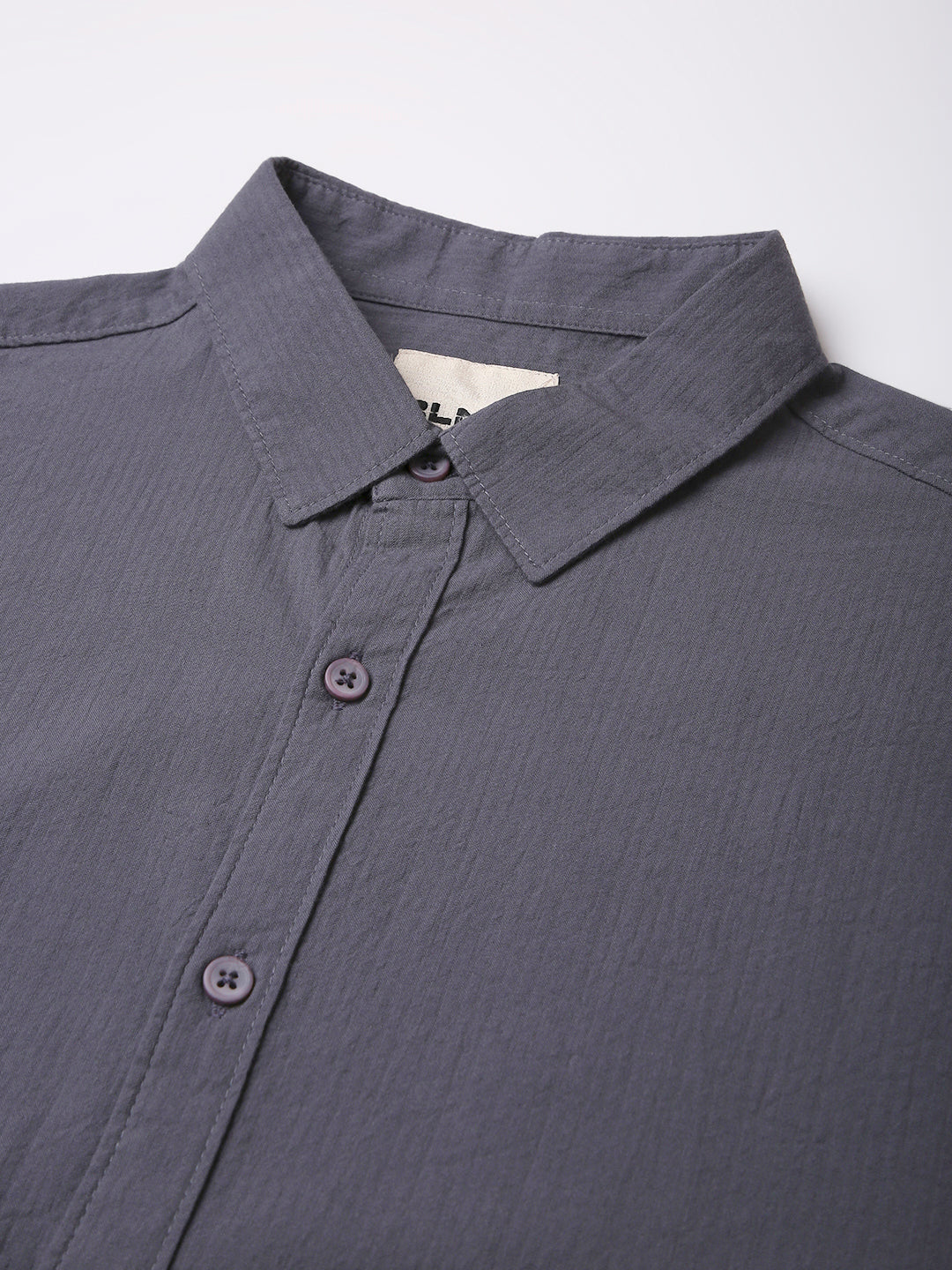 CHARCOAL GRAY SELF STRIPED SHIRT