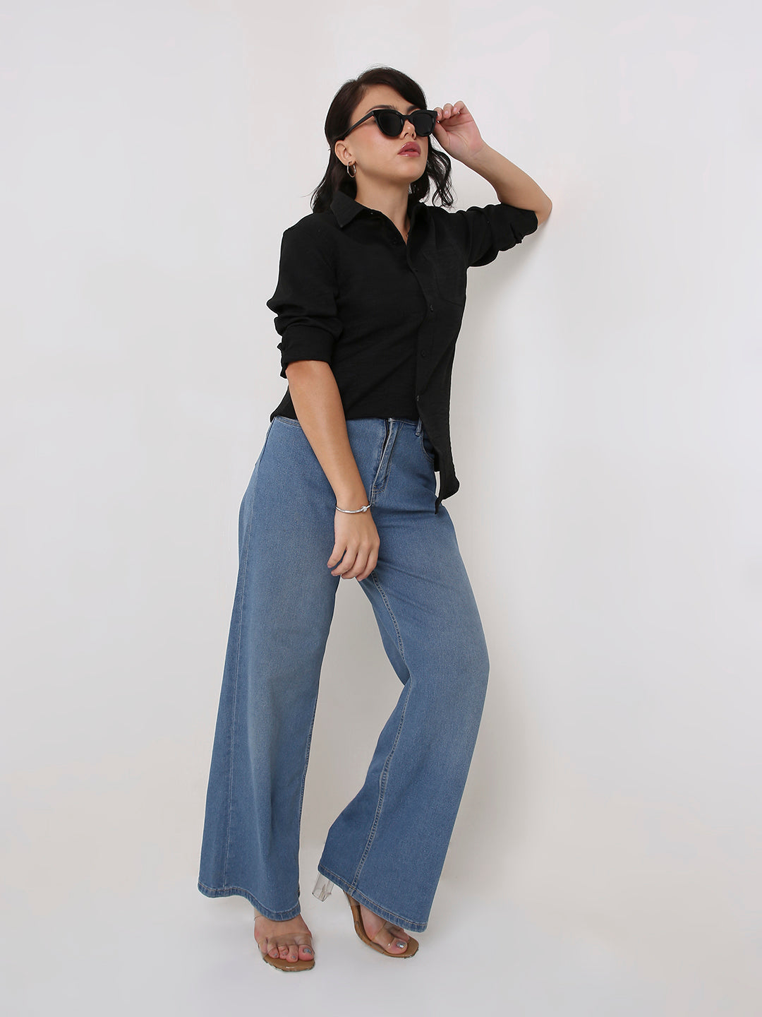 Black Textured Casual Shirt