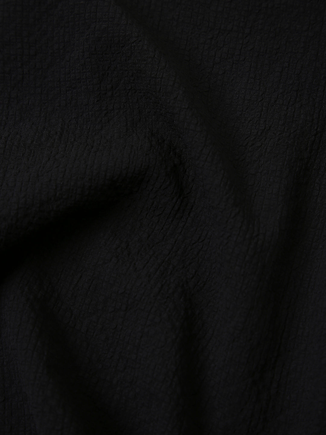 Black Textured Oversized Short Sleeve Shirt