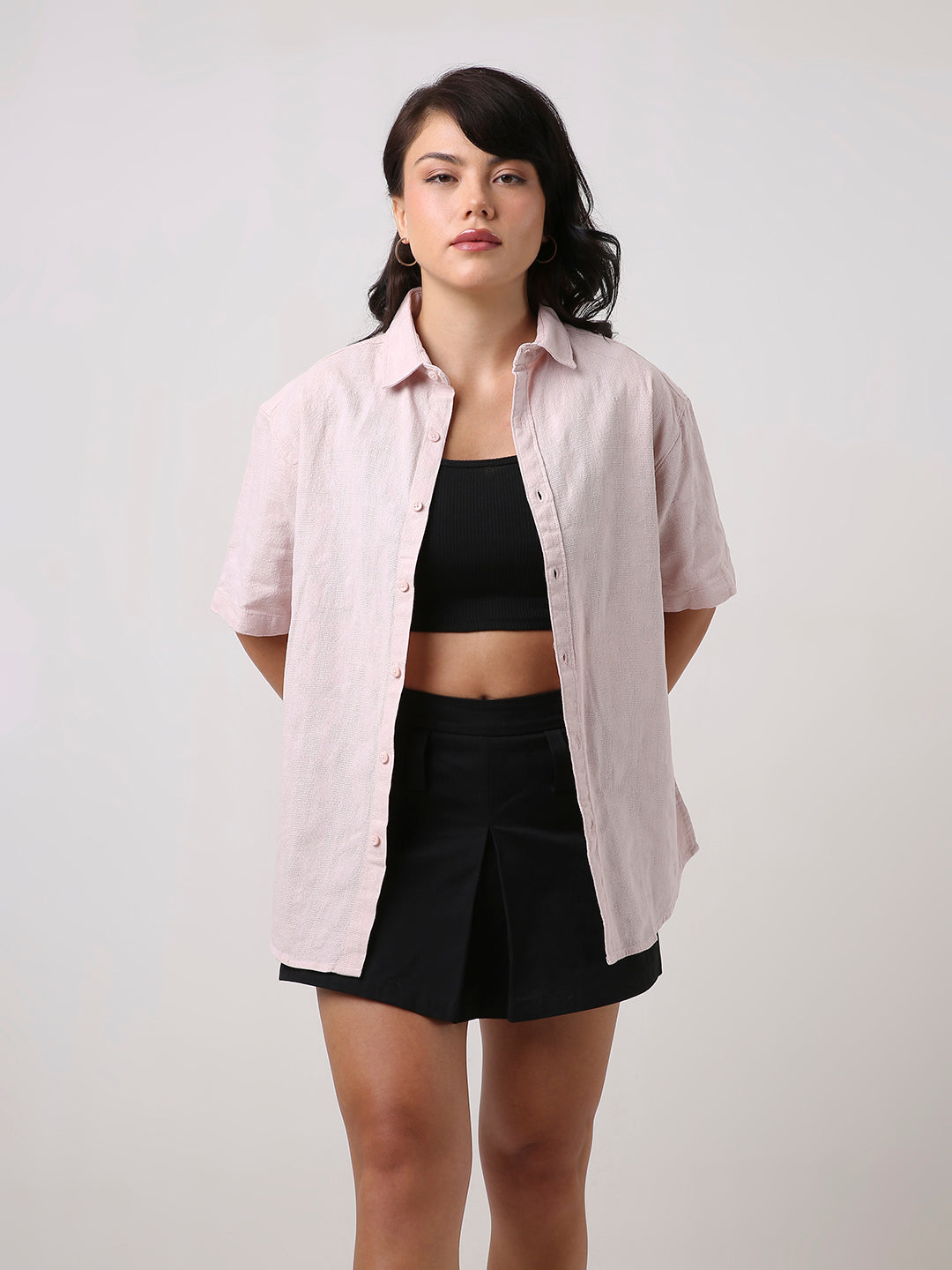 Peach Jacquard Short Sleeve Shirt