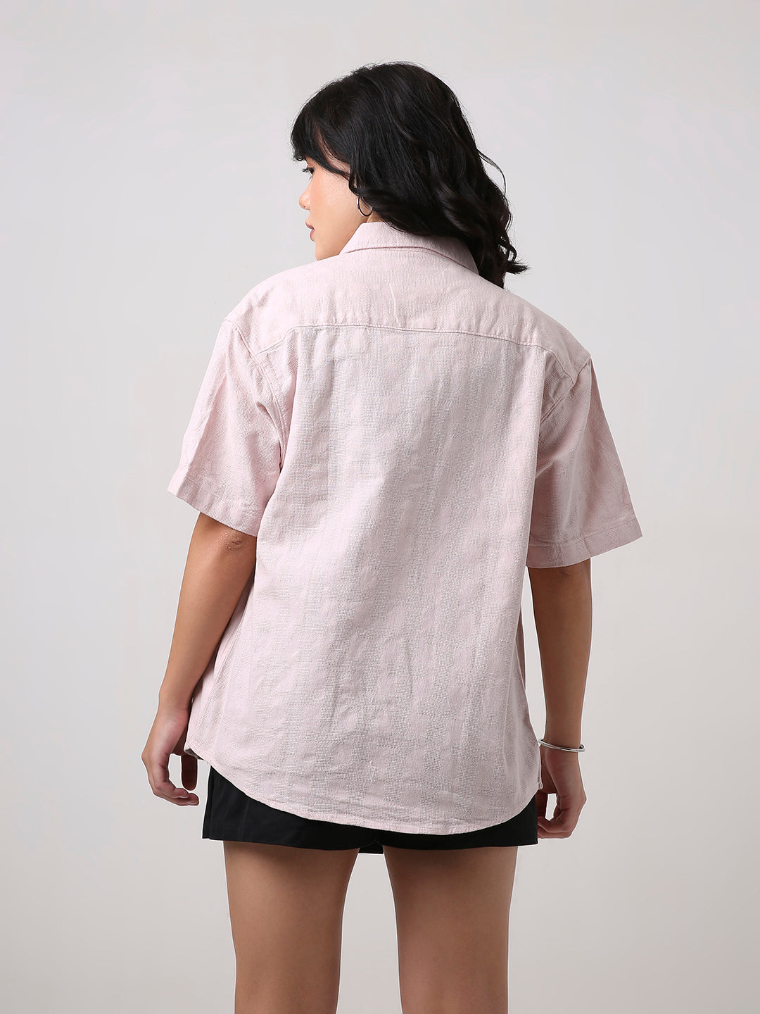Peach Jacquard Short Sleeve Shirt