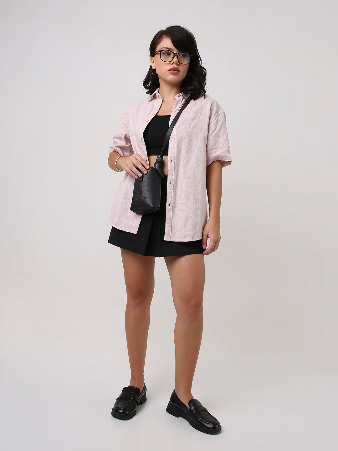 Peach Jacquard Short Sleeve Shirt