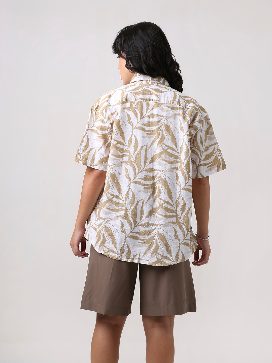 Fawn Tropical Print Oversized Shirt