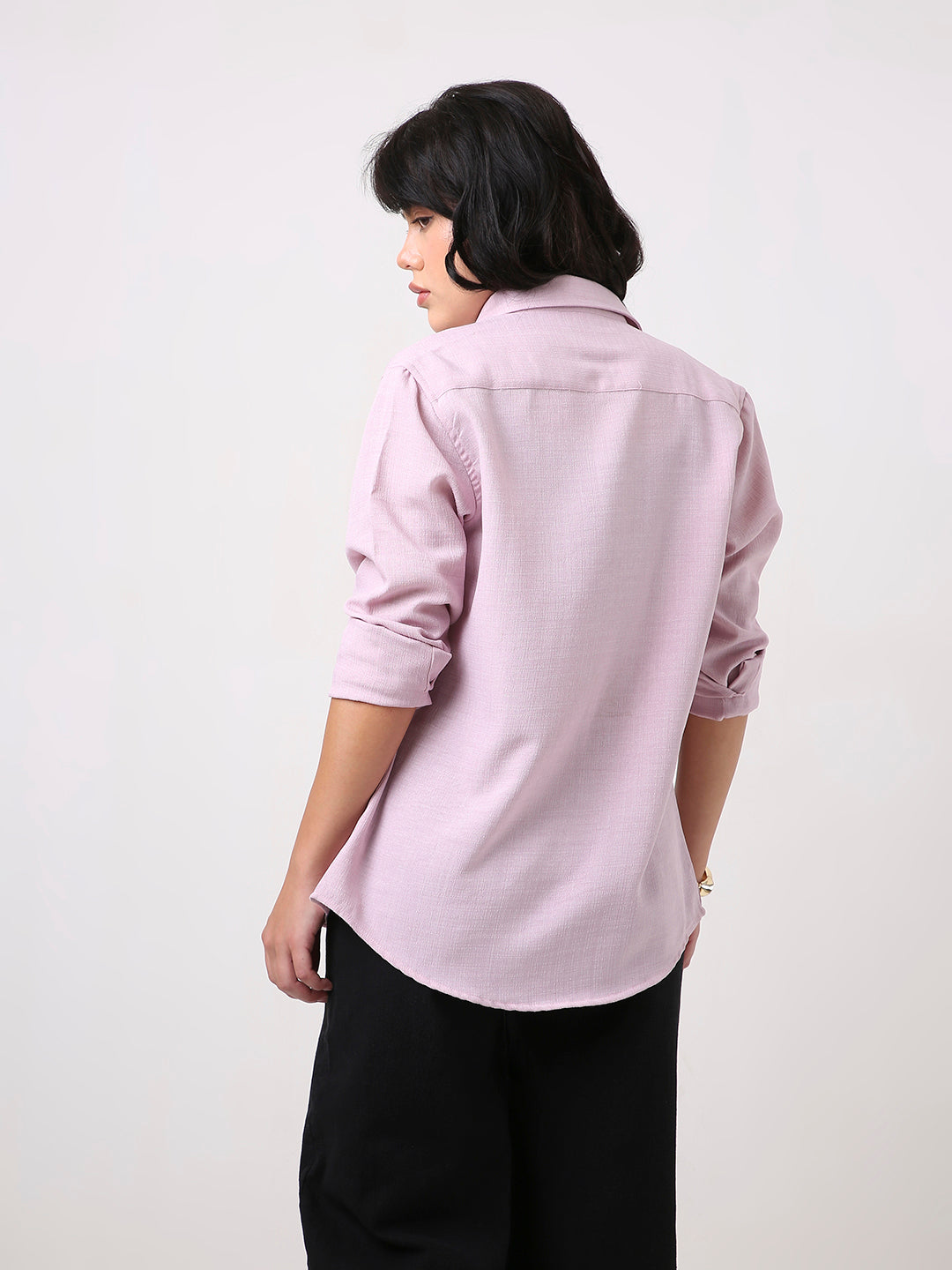 Pastel Mauve Textured Casual Shirt