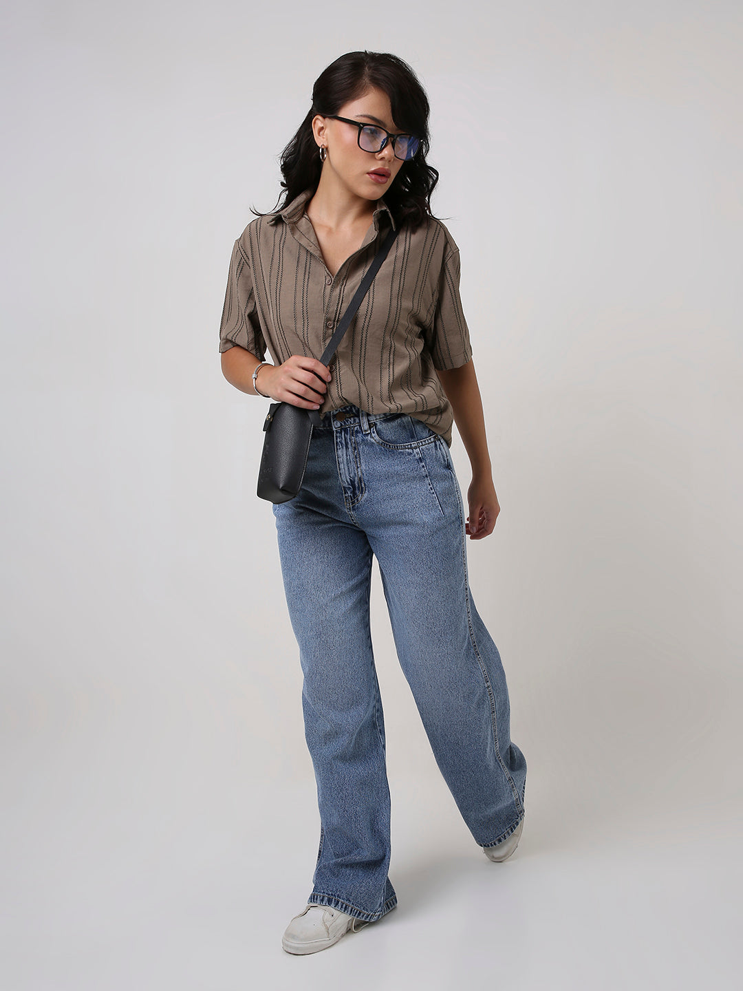 Khaki Relaxed Fit Striped Shirt
