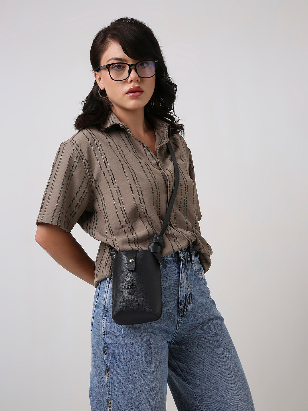 Khaki Relaxed Fit Striped Shirt
