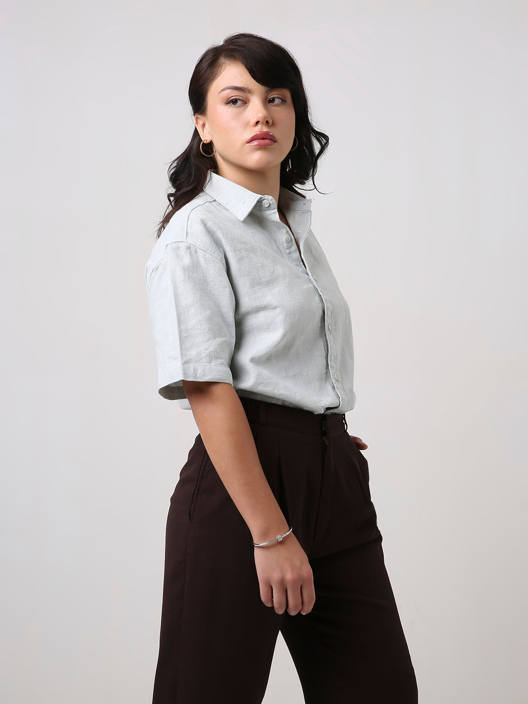 Mint Green Jacquard Short Sleeve Shirt