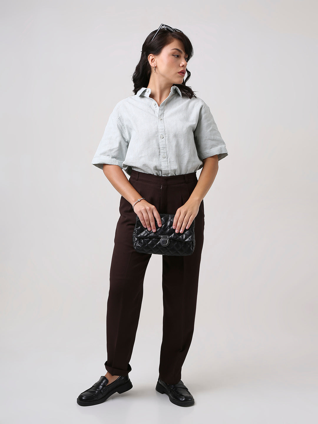 Mint Green Jacquard Short Sleeve Shirt