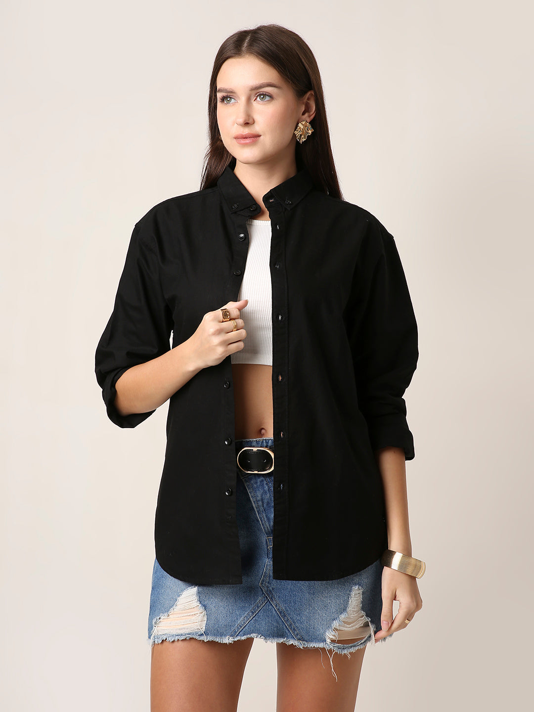 Classic black Oversized Cotton Shirt
