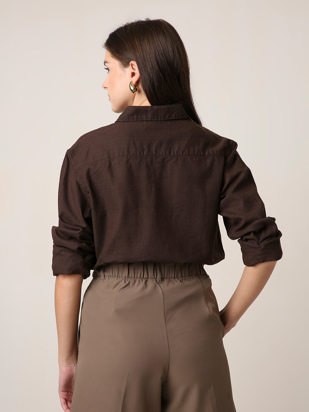 Dark Brown Utility Pocket Layer Shacket