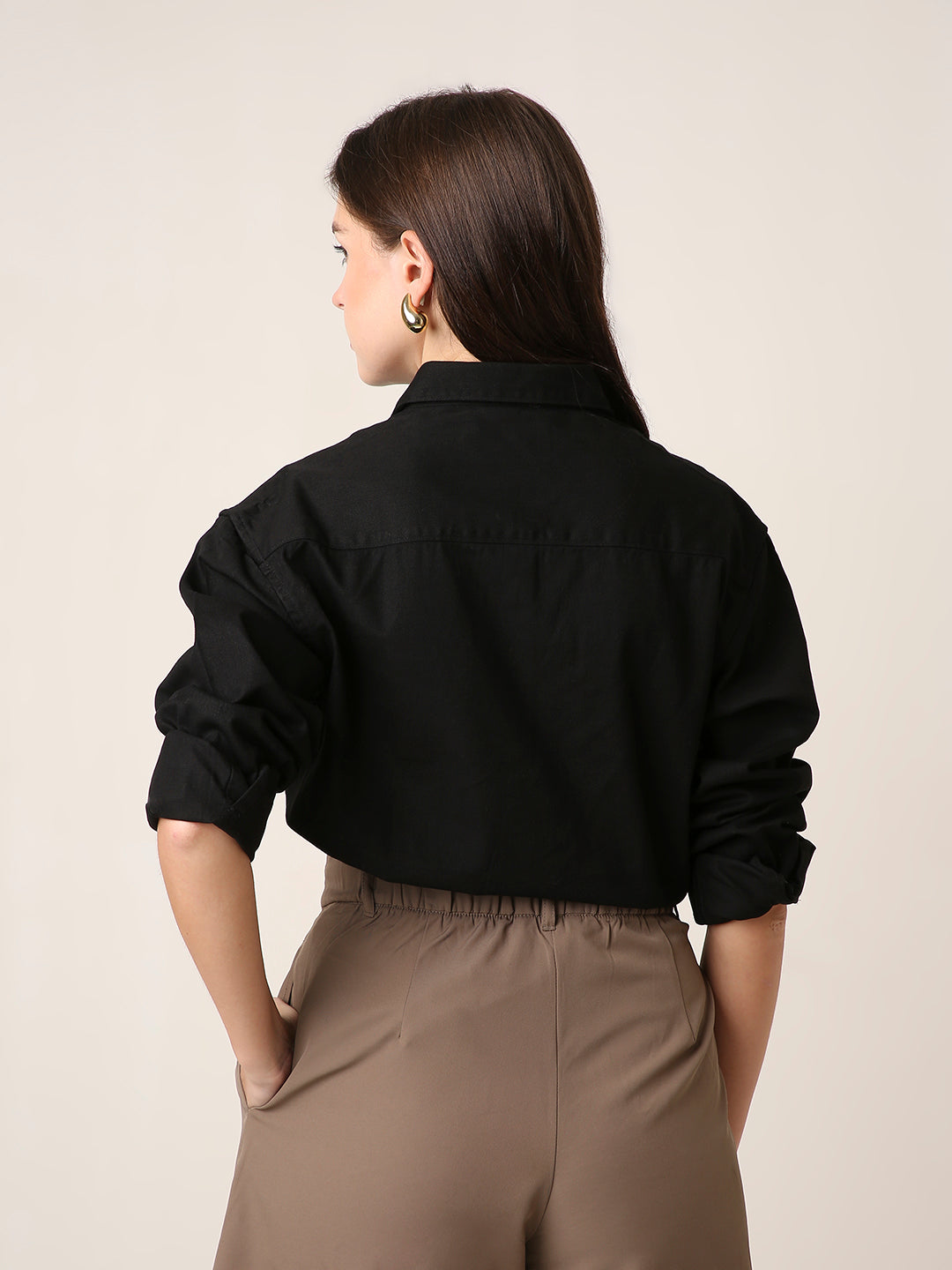 Black Utility Pocket Casual Shirt