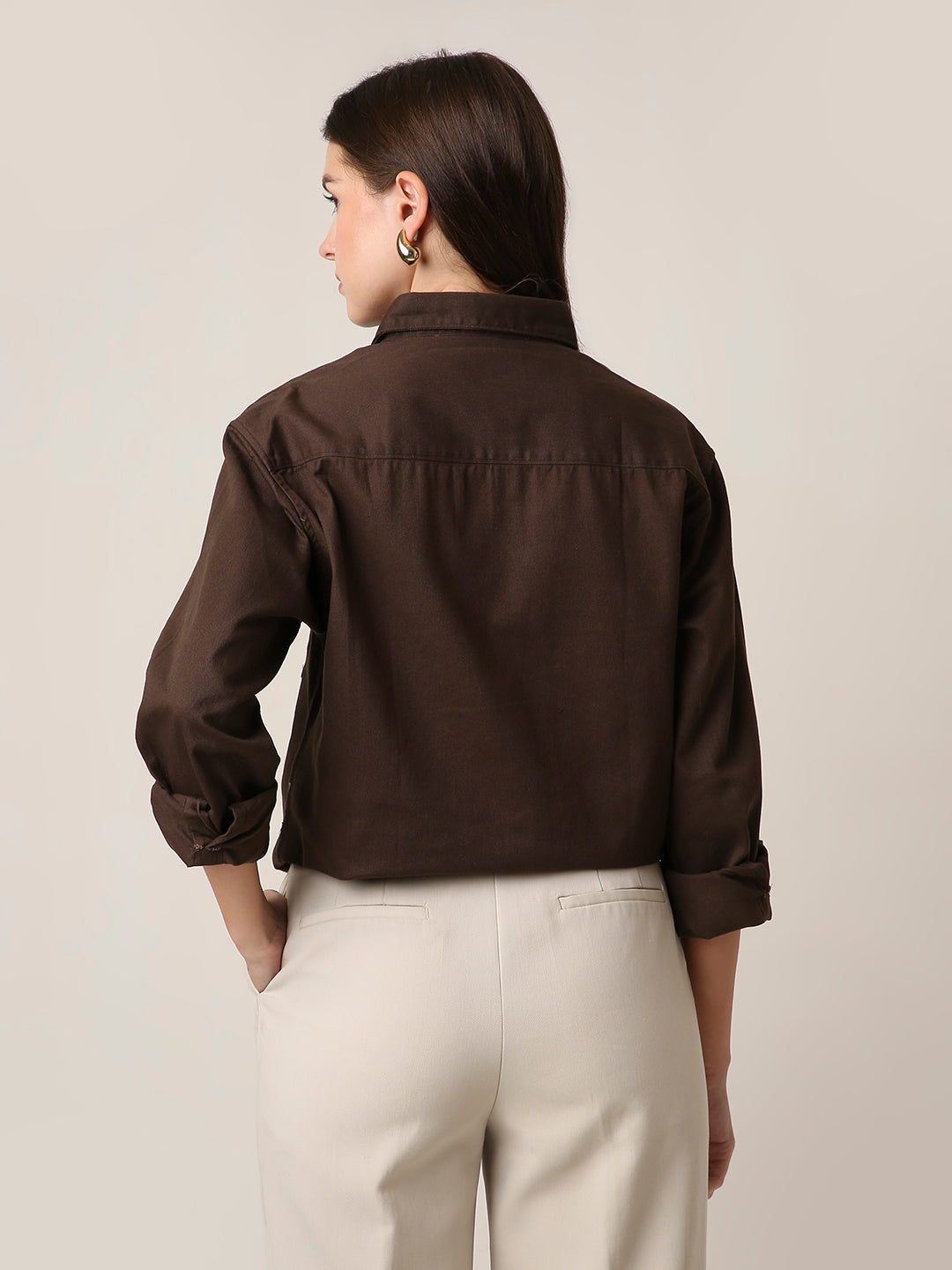 Brown Utility Pocket Casual Shirt